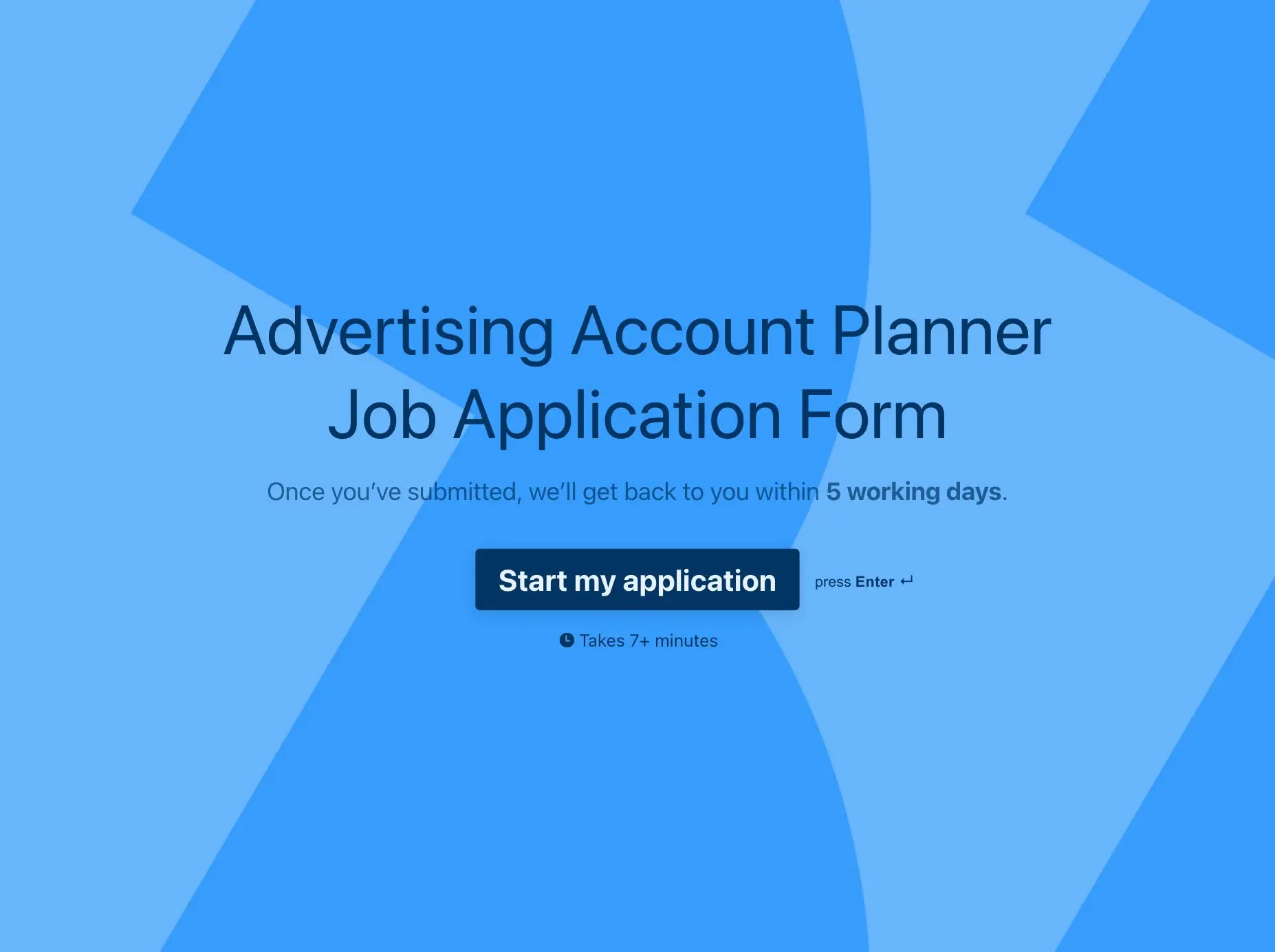 Advertising Account Planner Job Application Form Template Hero