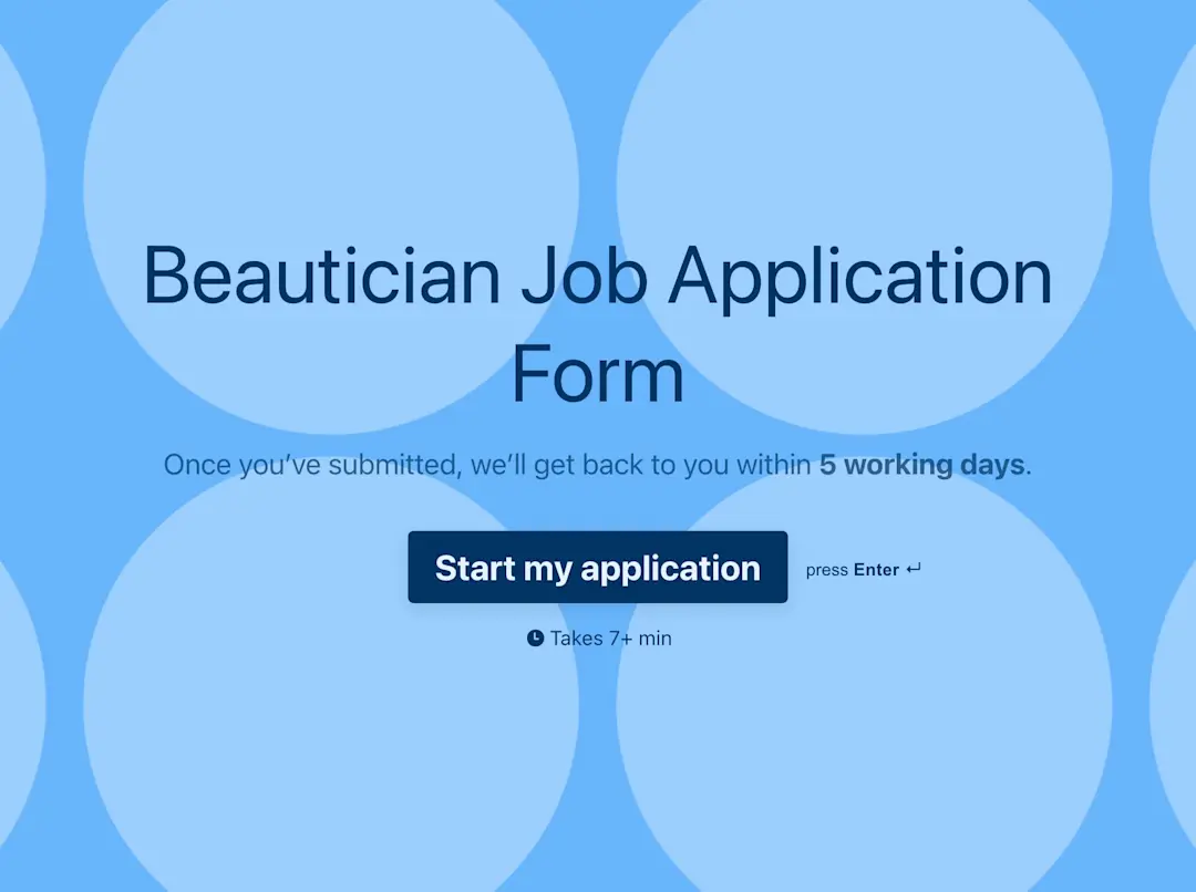 Beautician Job Application Form Template