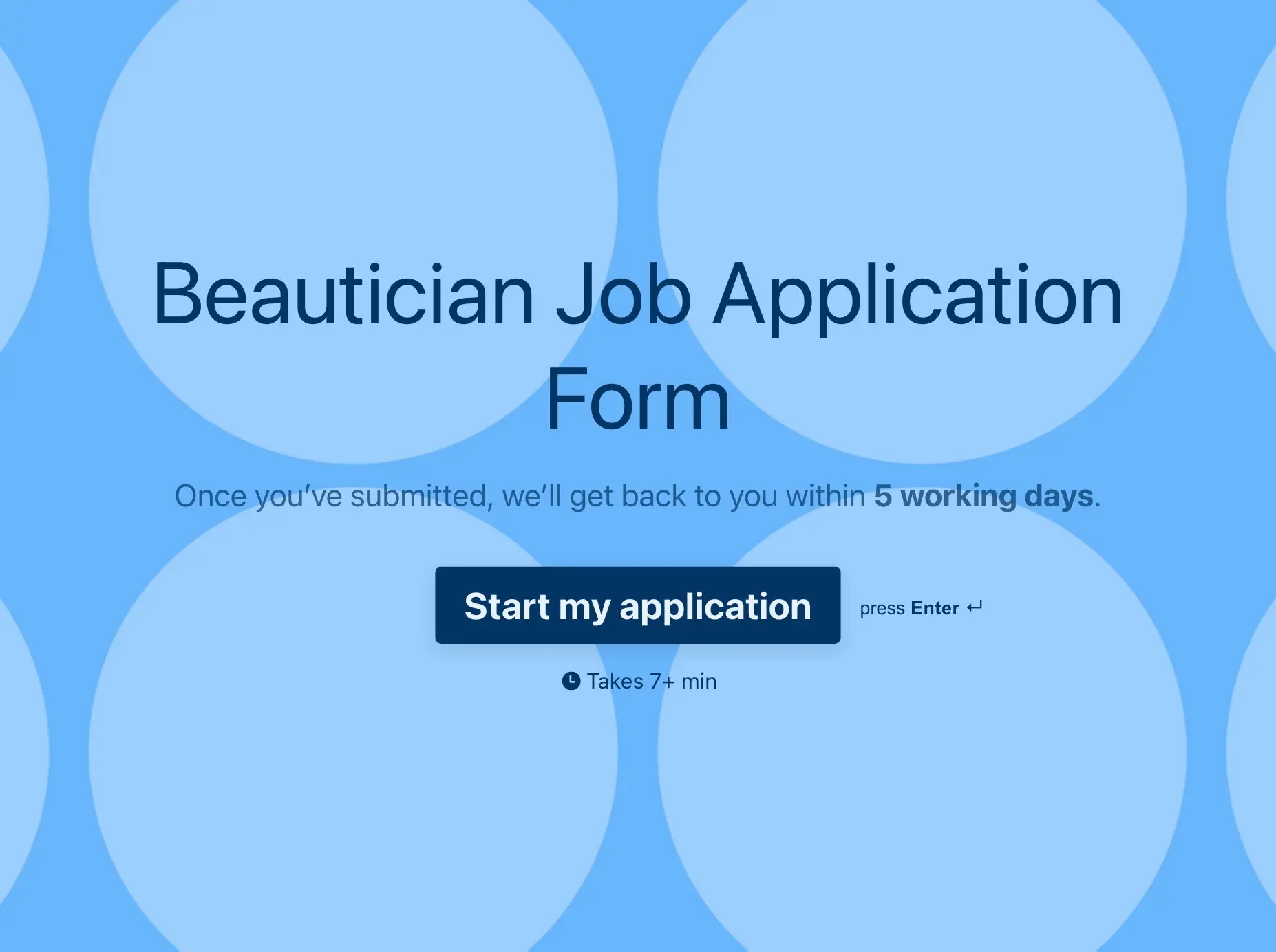 Beautician Job Application Form Template Hero