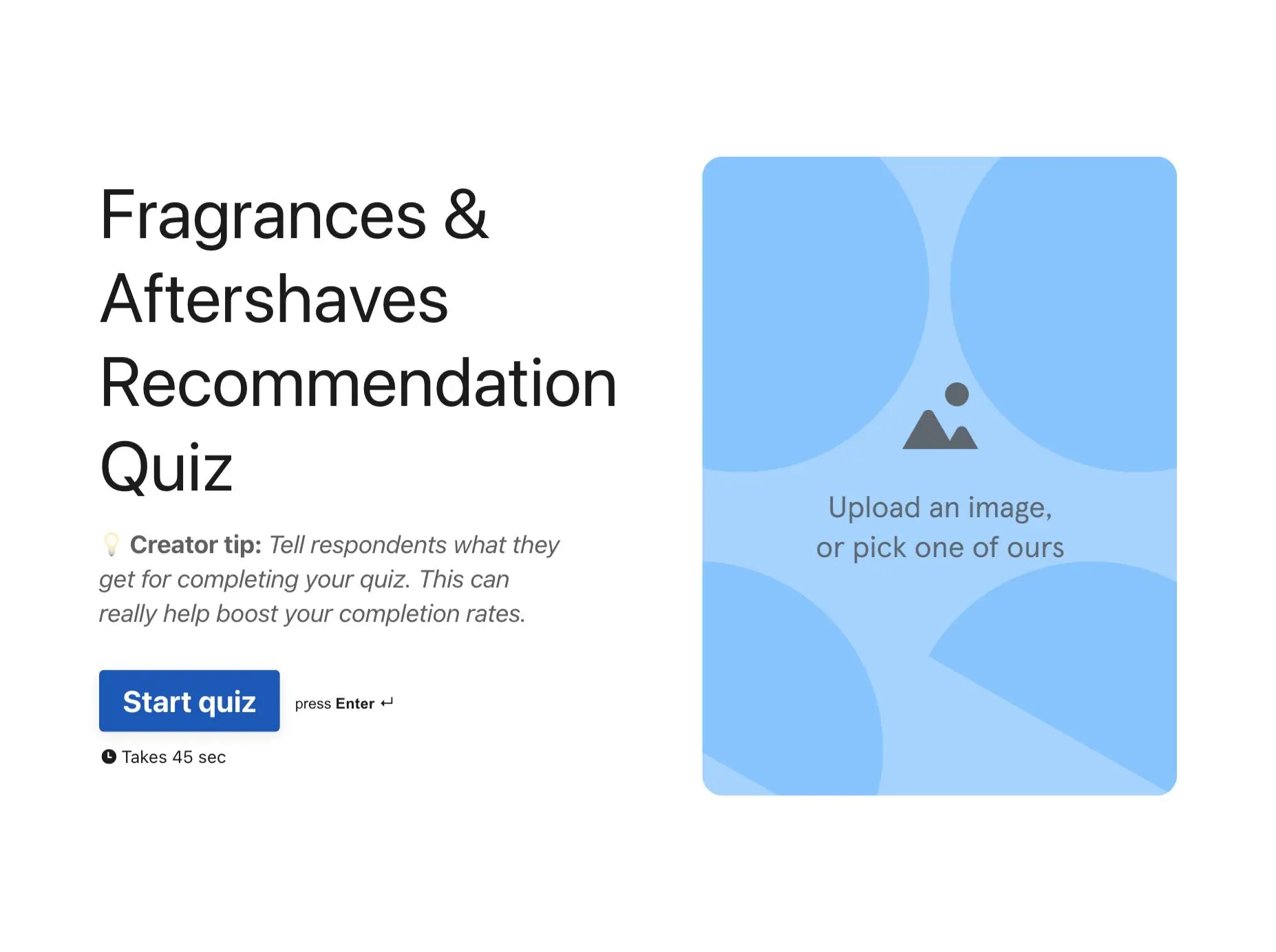 Fragrances & Aftershaves Recommendation Quiz Template Hero