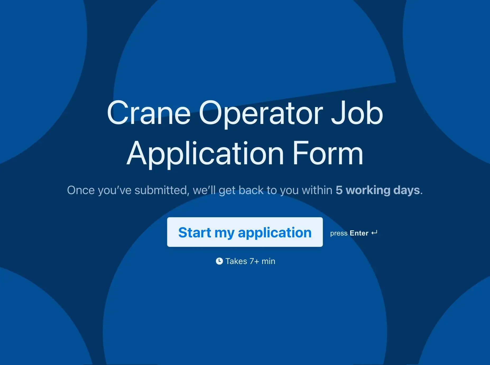 Crane Operator Job Application Form Template Hero