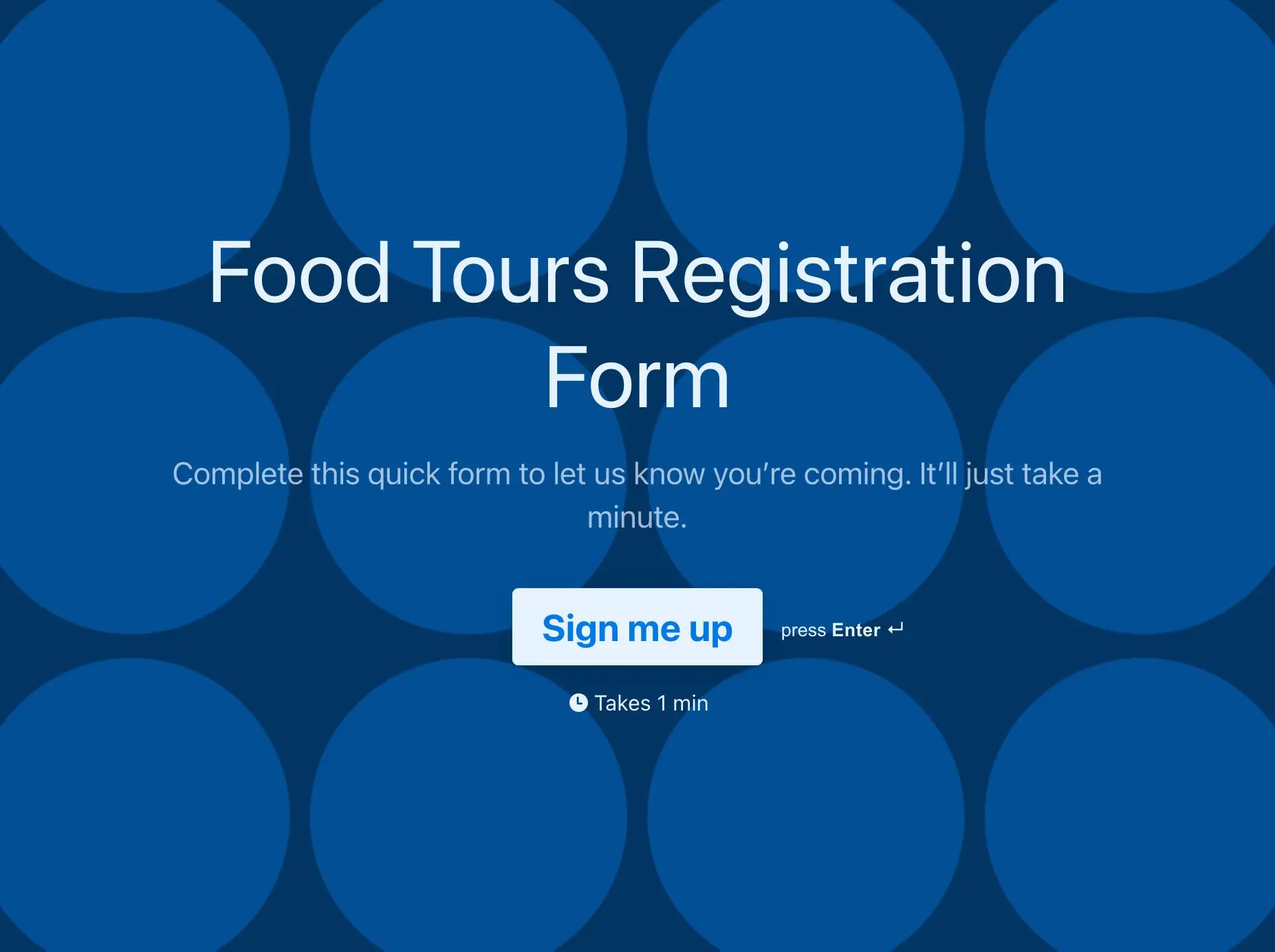Food Tours Registration Form Template Hero