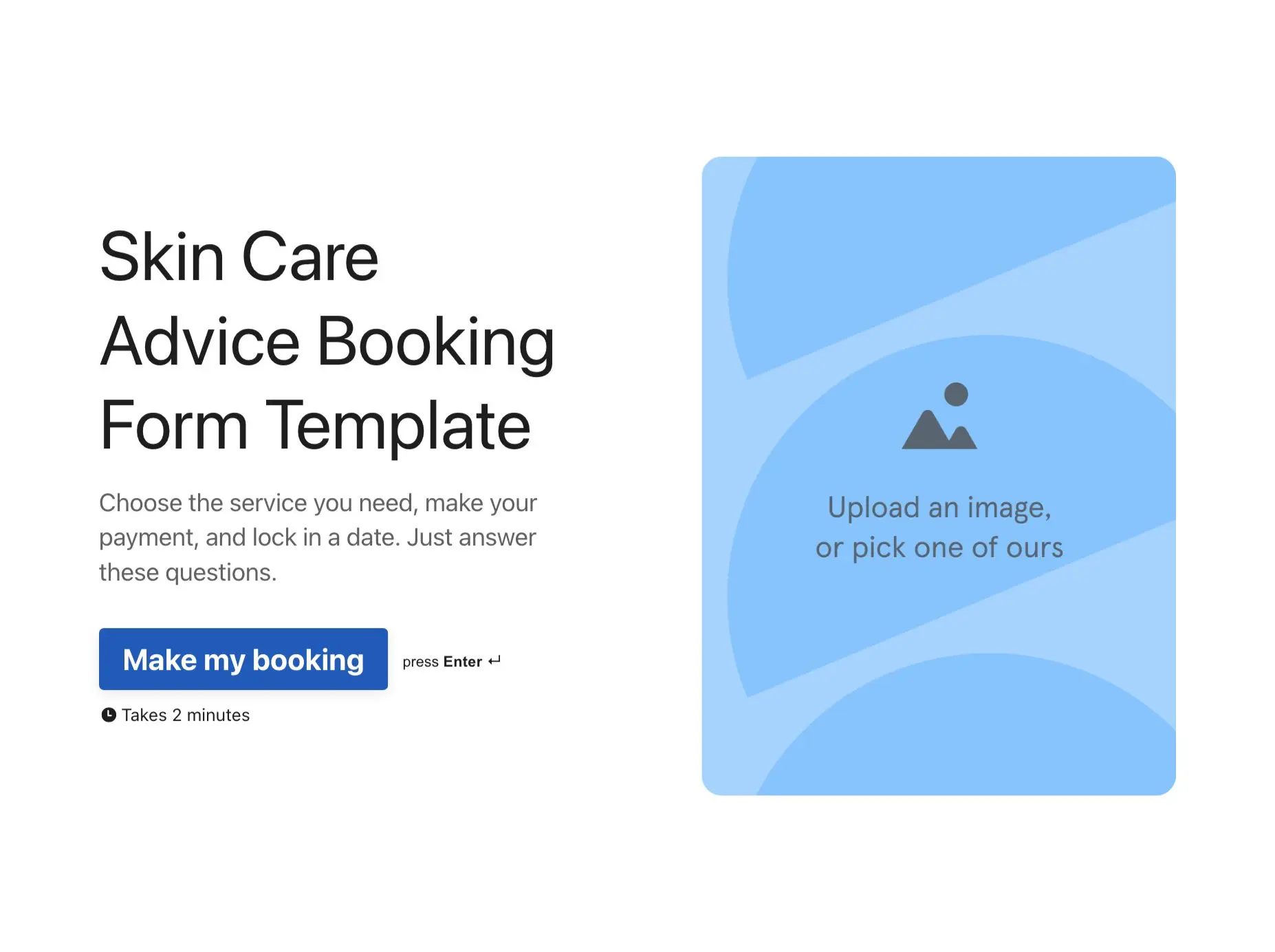 Skin Care Advice Booking Form Template Hero