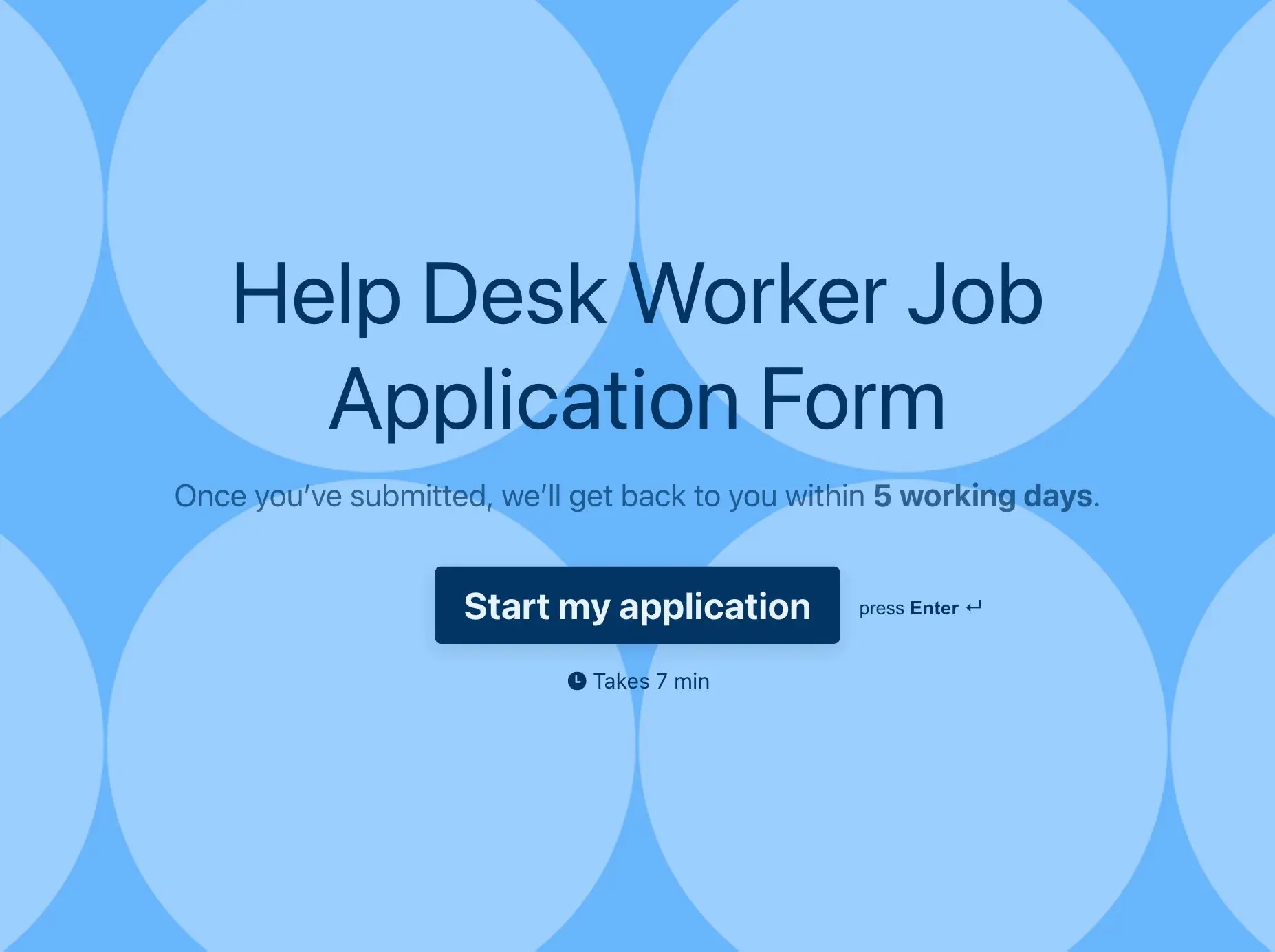 Help Desk Worker Job Application Form Template Hero