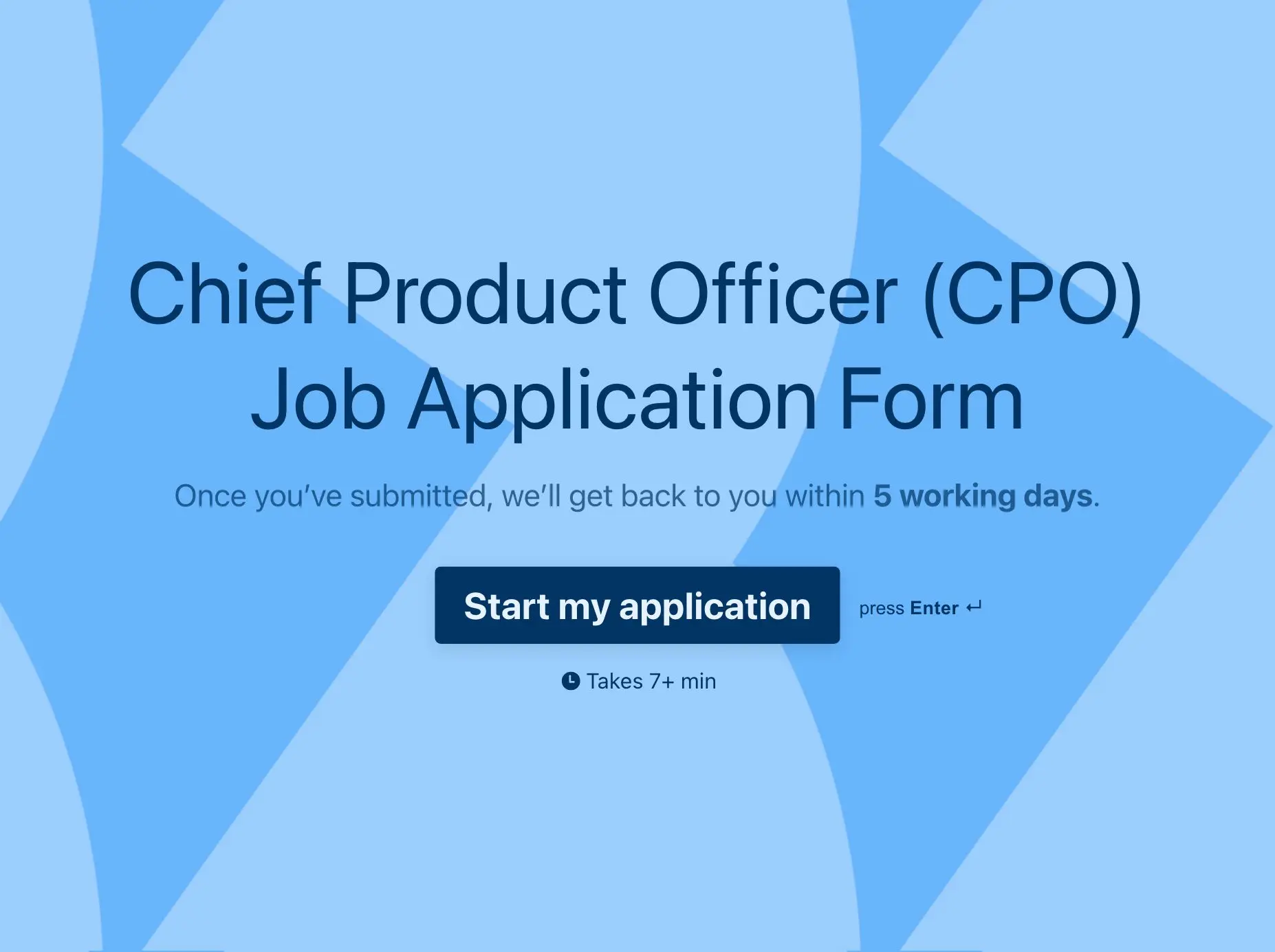 Chief Product Officer (CPO) Job Application Form Template Hero