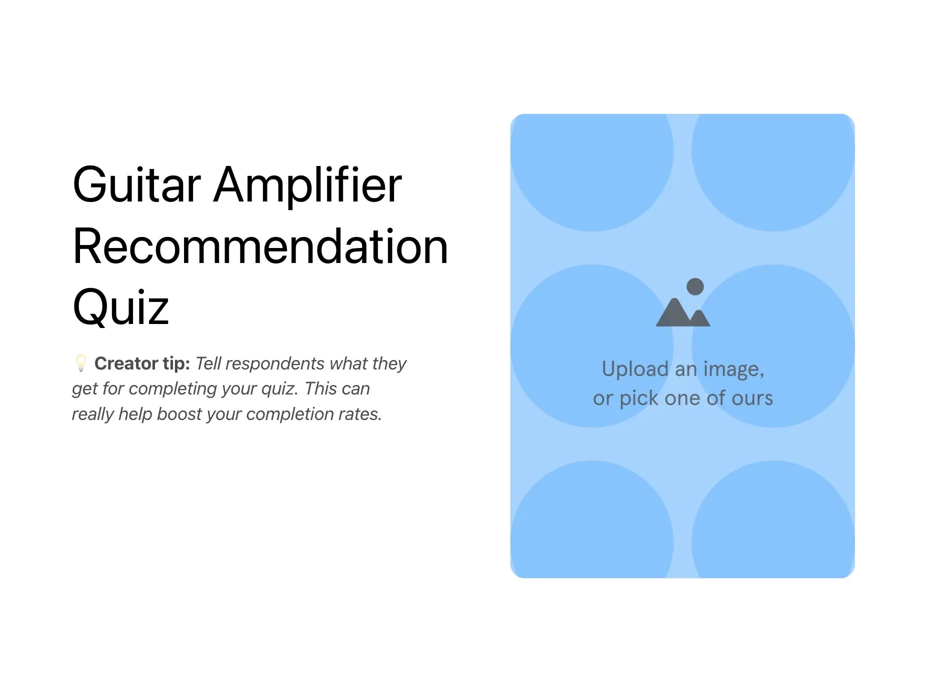 Guitar amplifier recommendation quiz template Hero