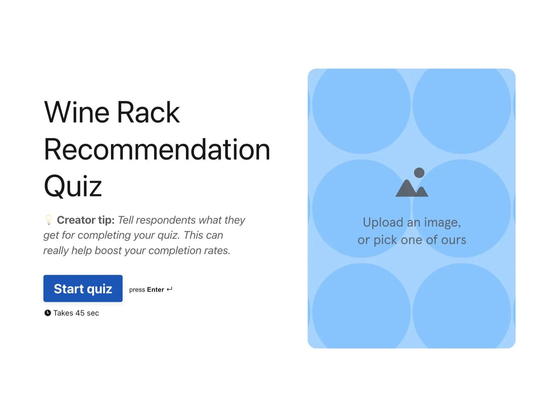 Wine Rack Recommendation Quiz Template Hero