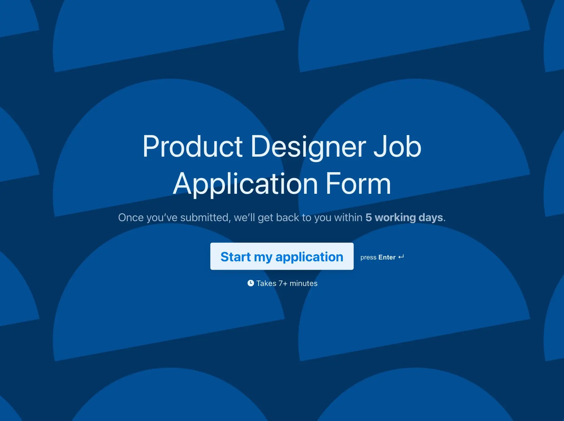 Product Designer Job Application Form Template Hero