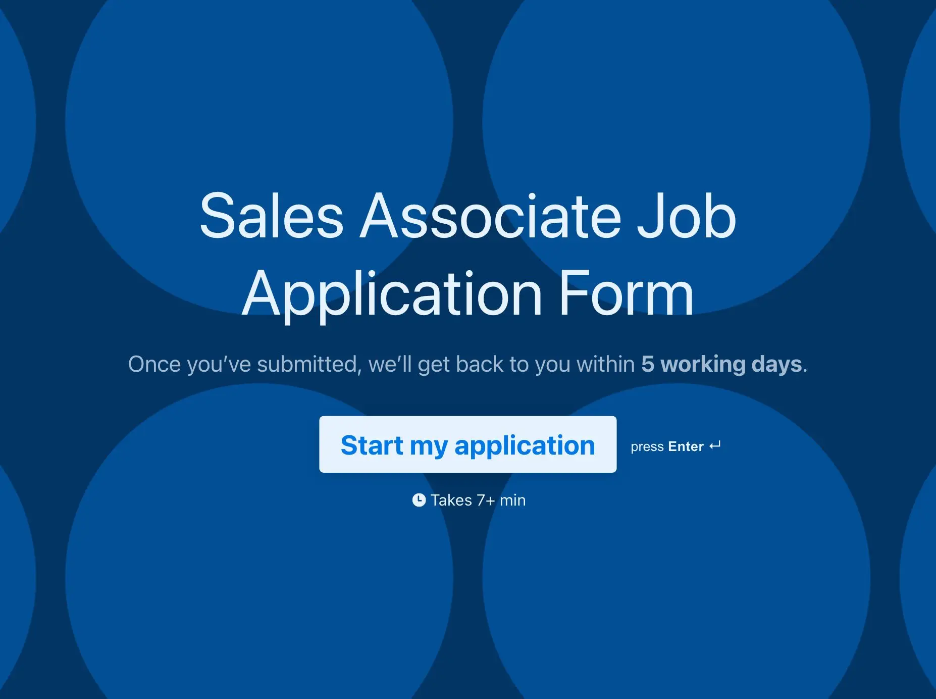 Sales Associate Job Application Form Template Hero