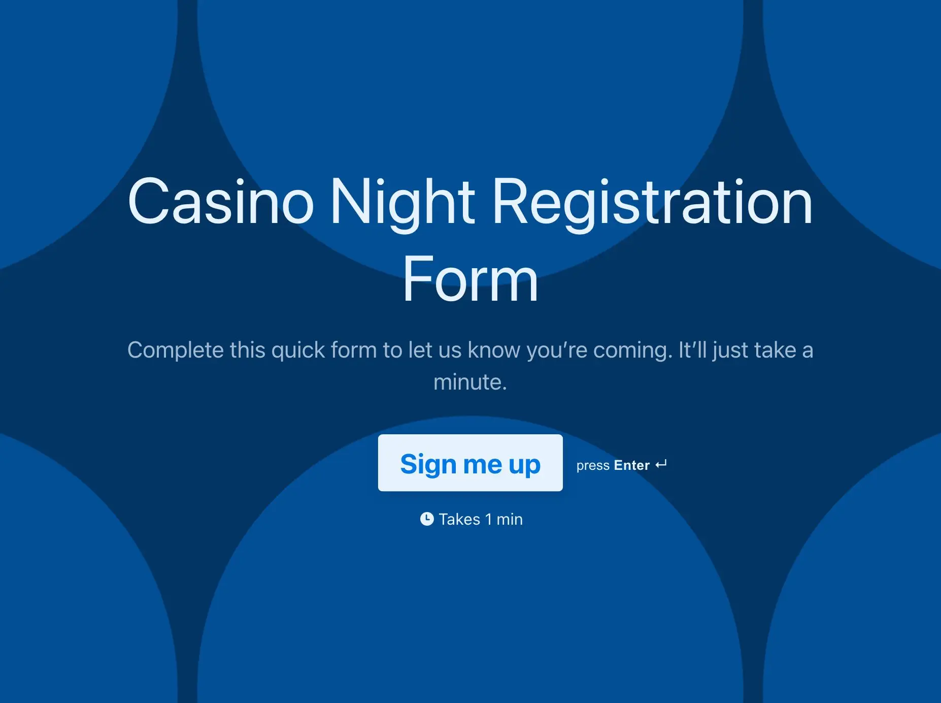 Casino Night Registration Form Template Hero