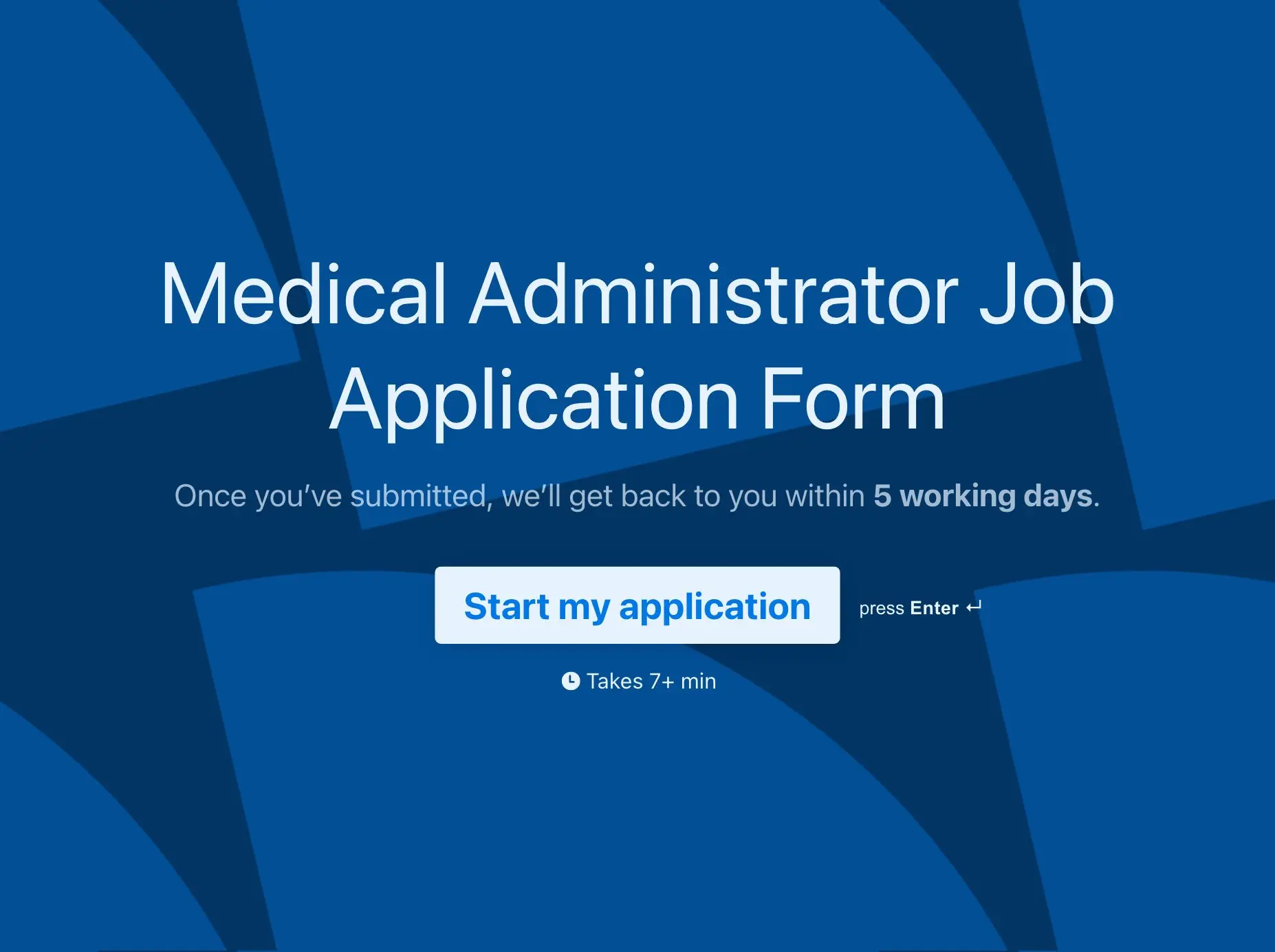 Medical Administrator Job Application Form Template Hero