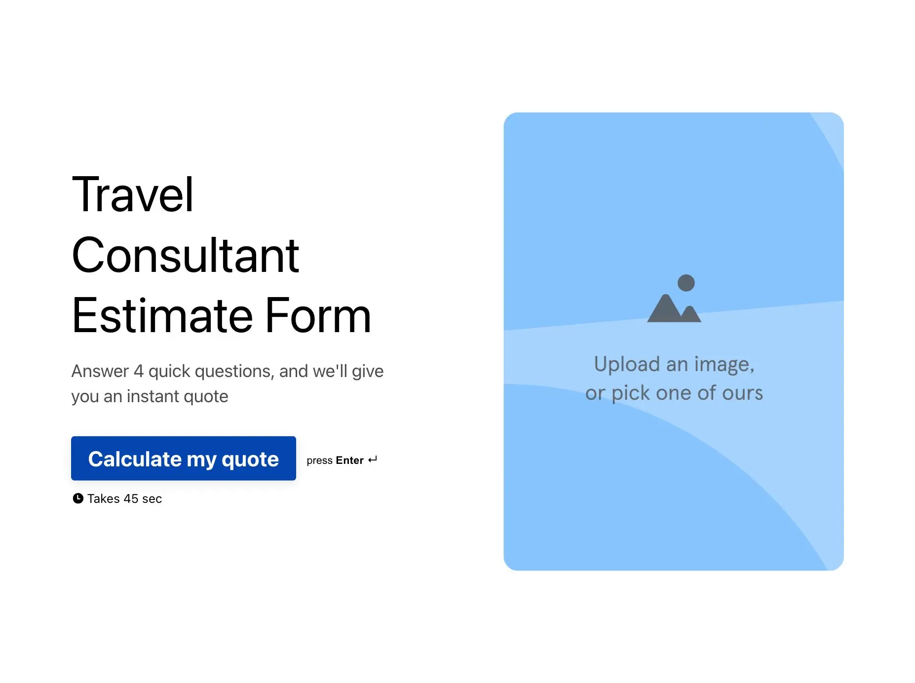 Travel Consultant Estimate Form Template Hero