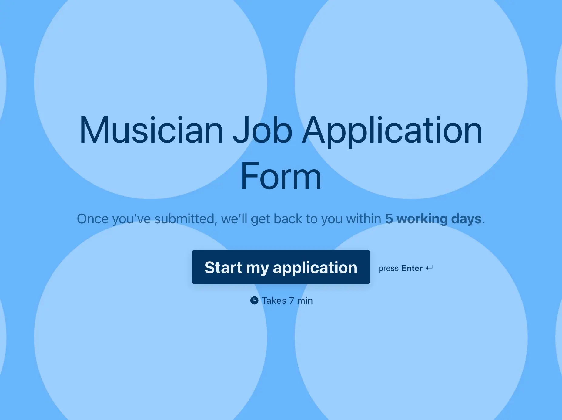 Musician Job Application Form Template Hero