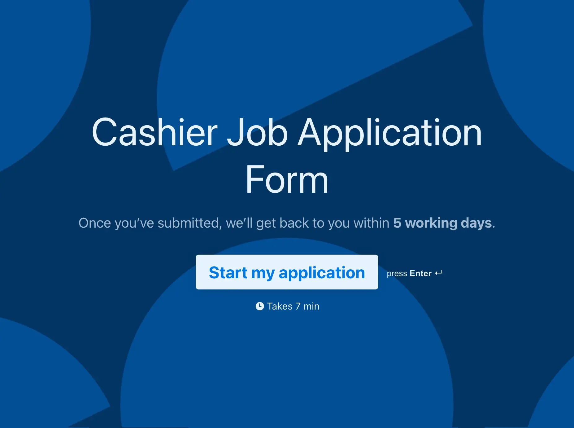 Cashier Job Application Form Template Hero