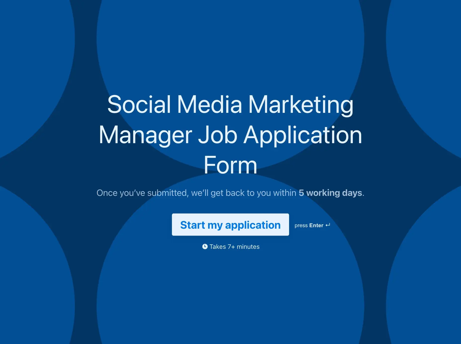 Social Media Marketing Manager Job Application Form Template Hero