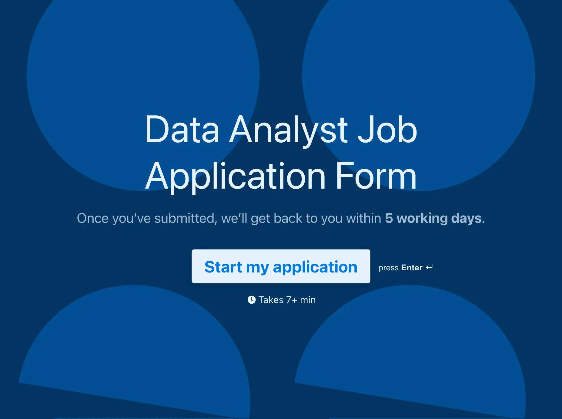 Data Analyst Job Application Form Template Hero