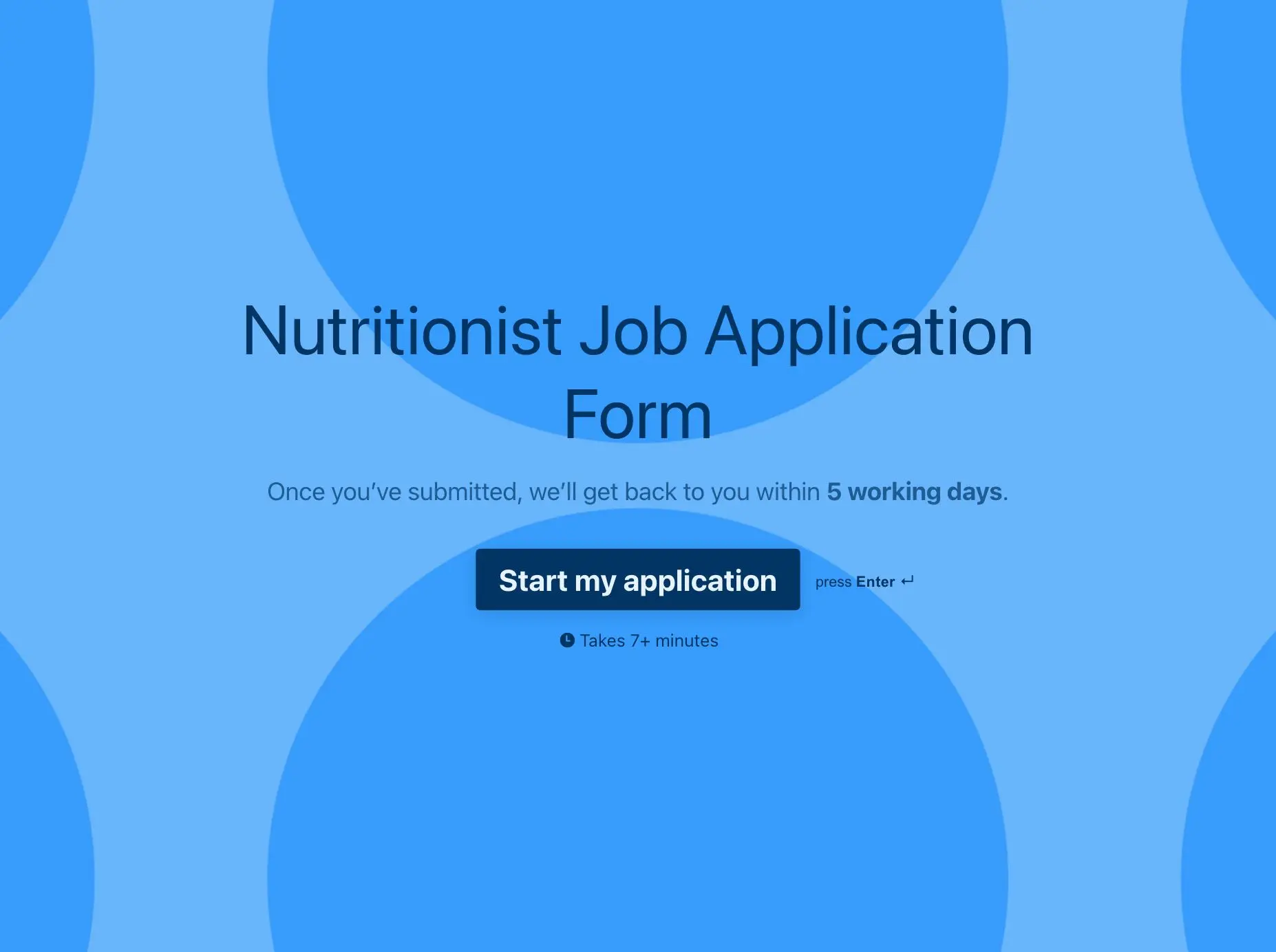 Nutritionist Job Application Form Template Hero