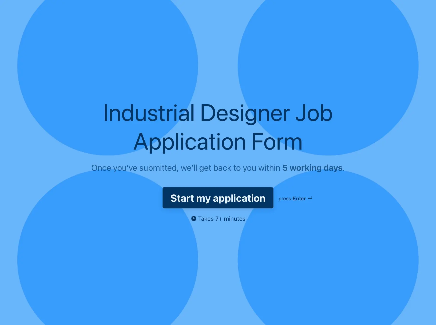 Industrial Designer Job Application Form Template Hero