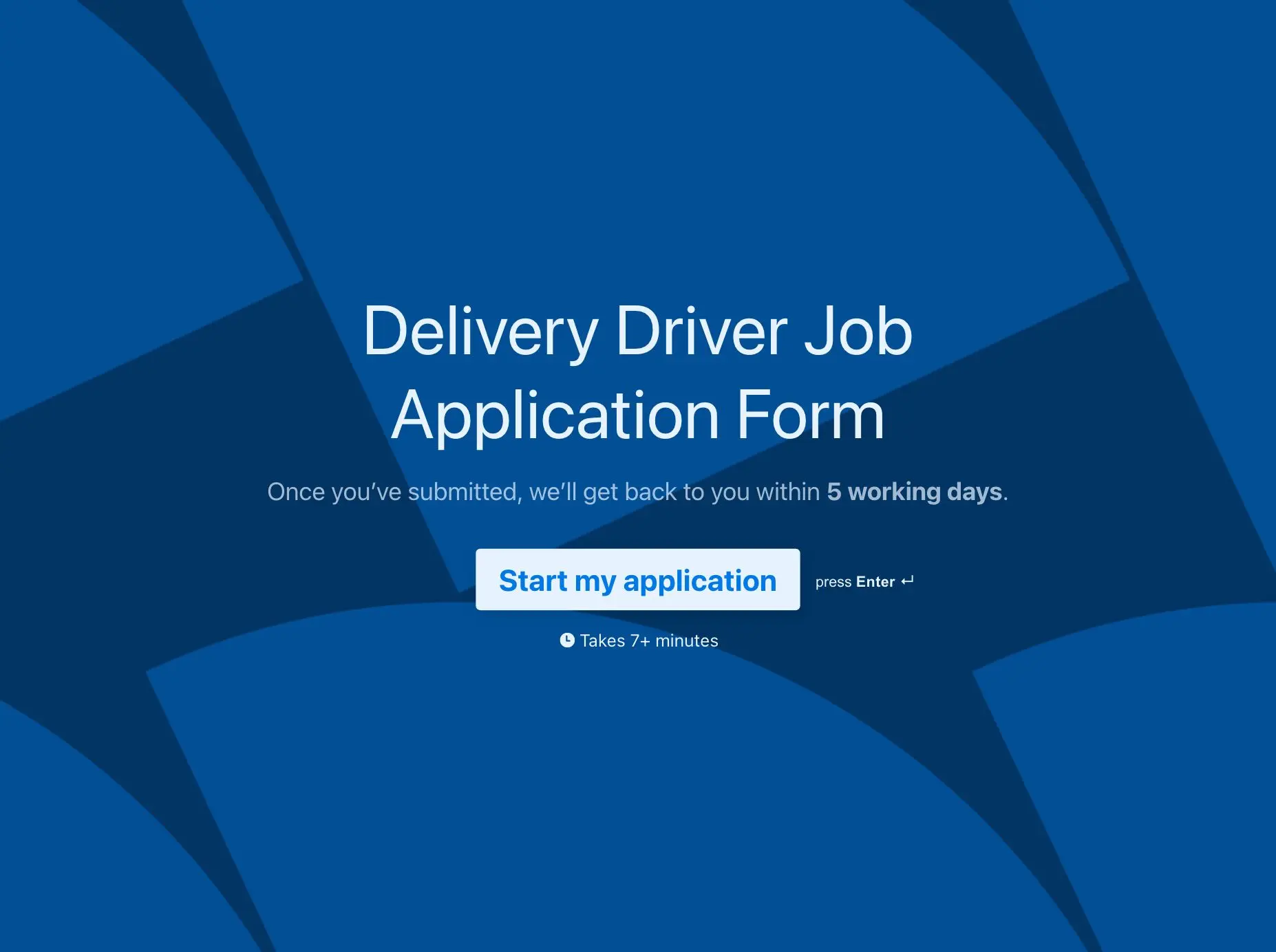 Delivery Driver Job Application Form Template Hero