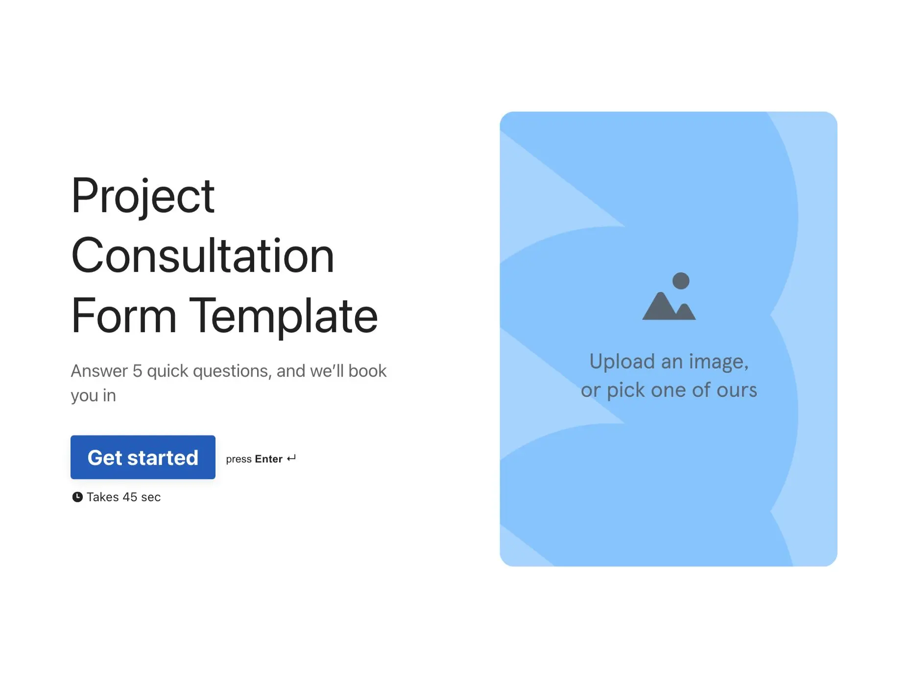 Project consultation form template Hero