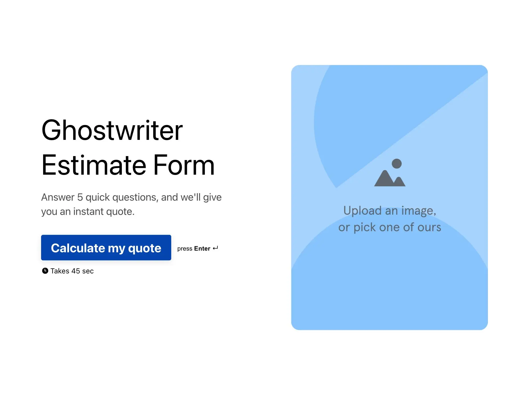 Ghostwriter Estimate Form Template Hero