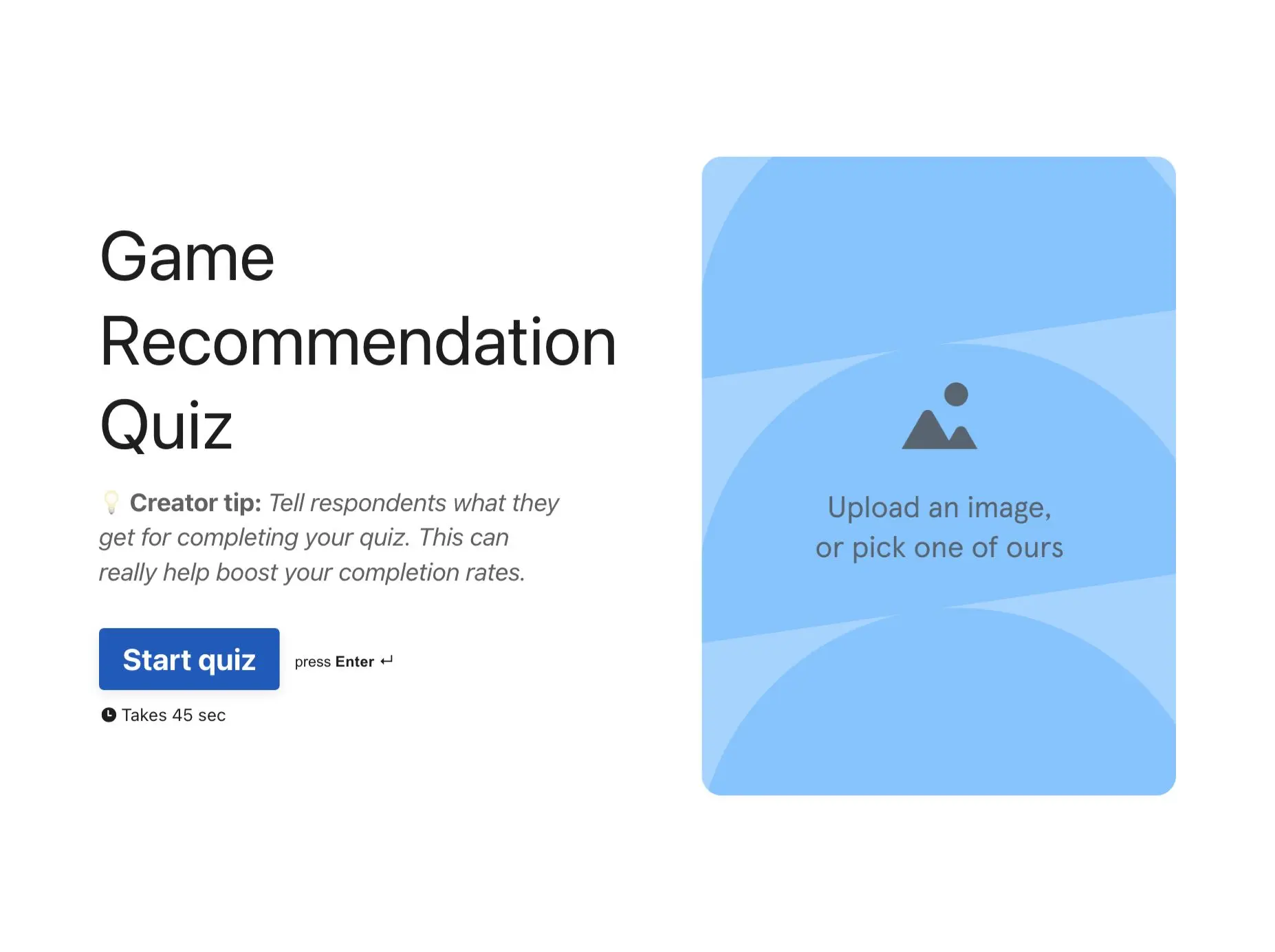 Game Recommendation Quiz Template Hero