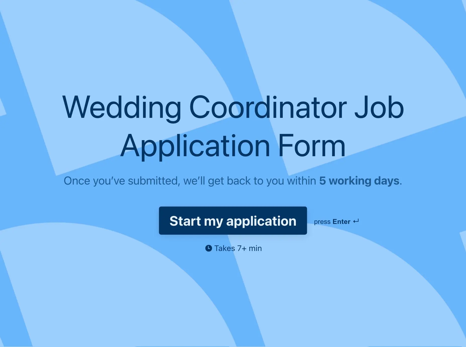 Wedding Coordinator Job Application Form Template Hero