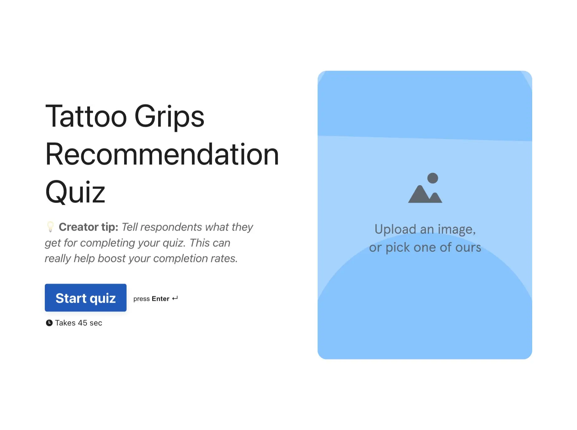 Tattoo Grips Recommendation Quiz Template Hero