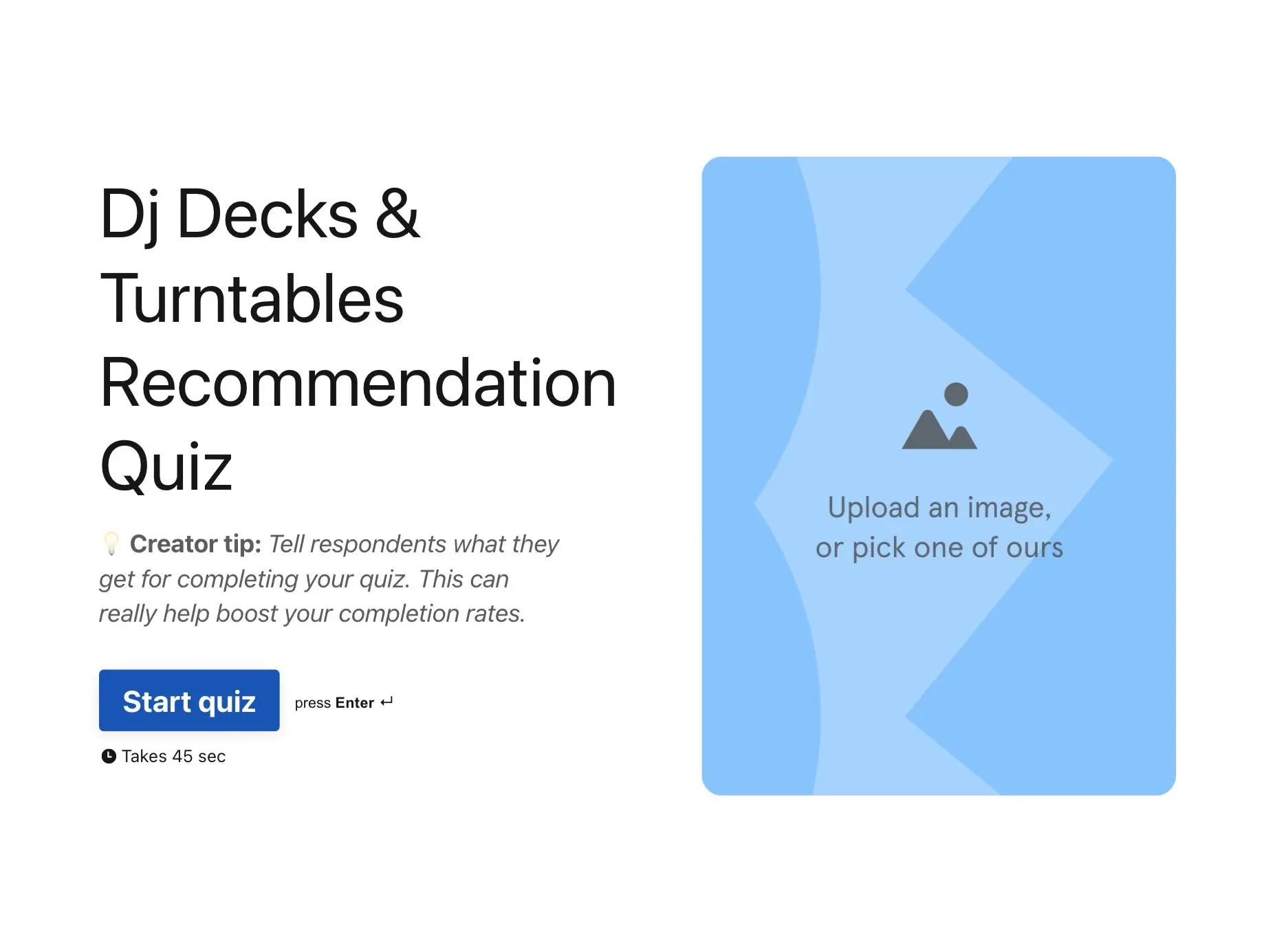 Dj decks & turntables recommendation quiz template Hero