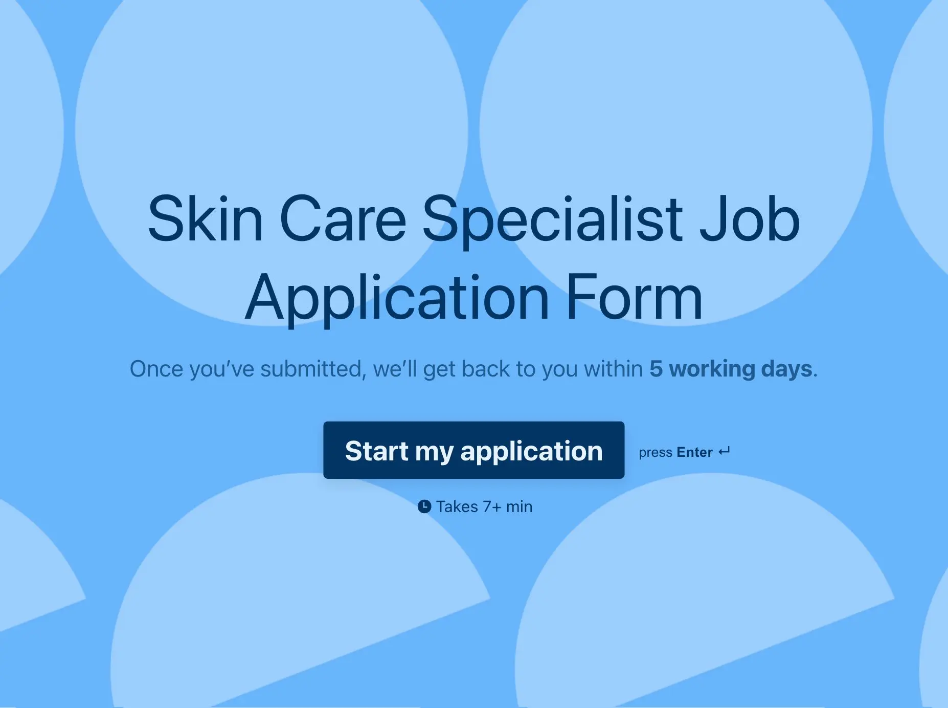 Skin Care Specialist Job Application Form Template Hero