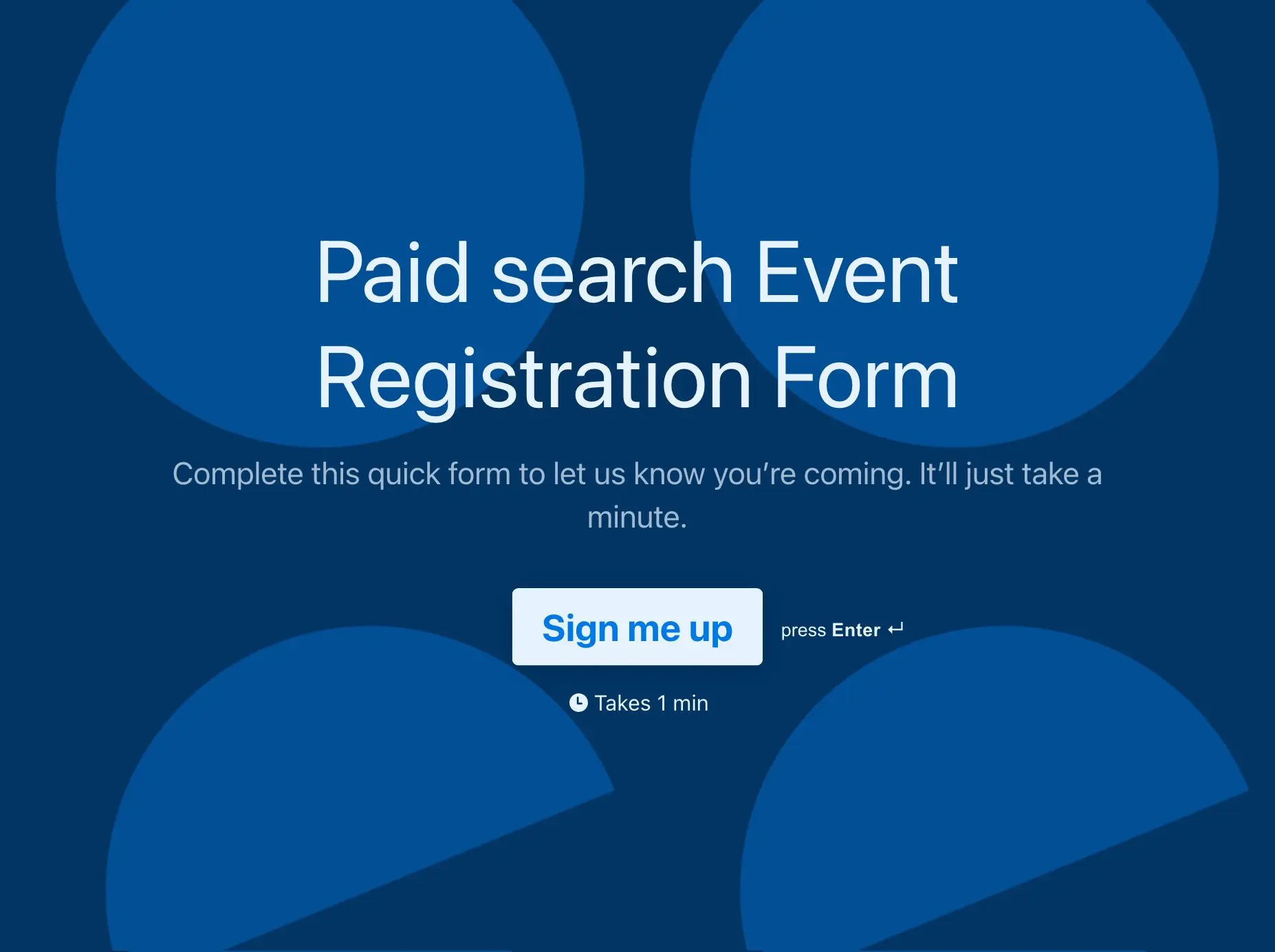 Paid search Event Registration Form Template Hero