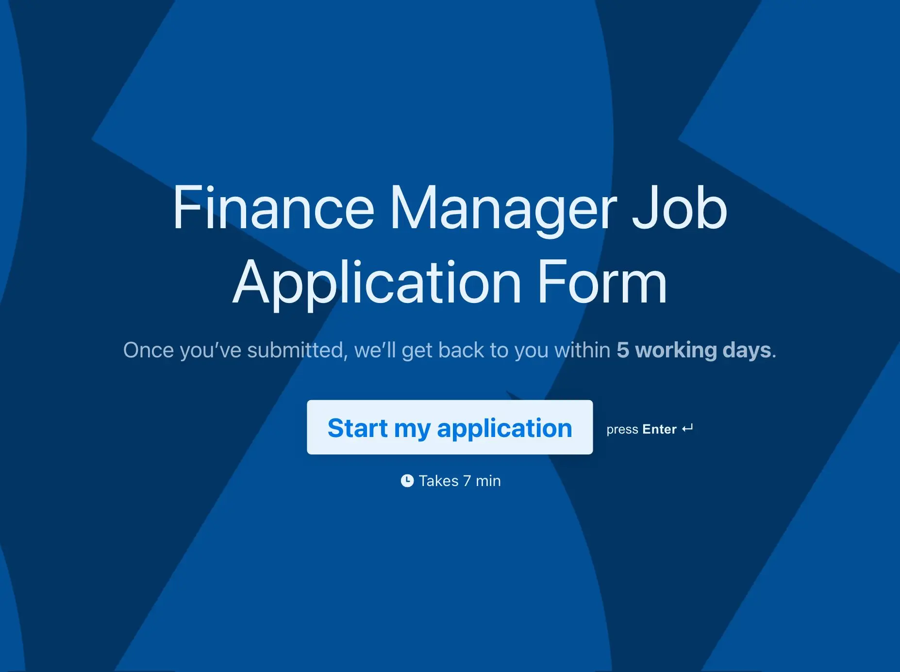 Finance Manager Job Application Form Template Hero