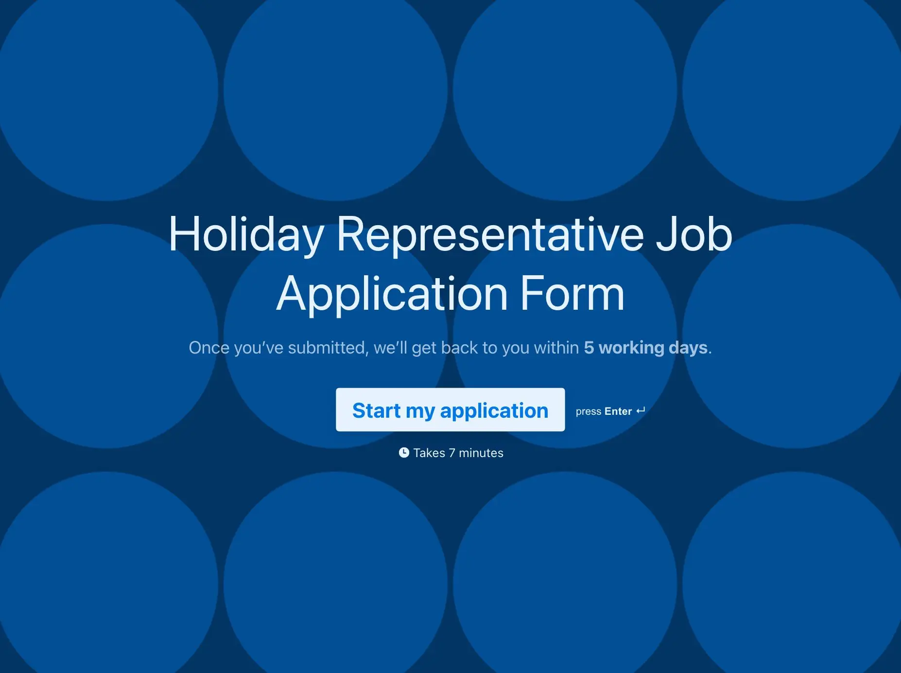 Holiday Representative Job Application Form Template Hero