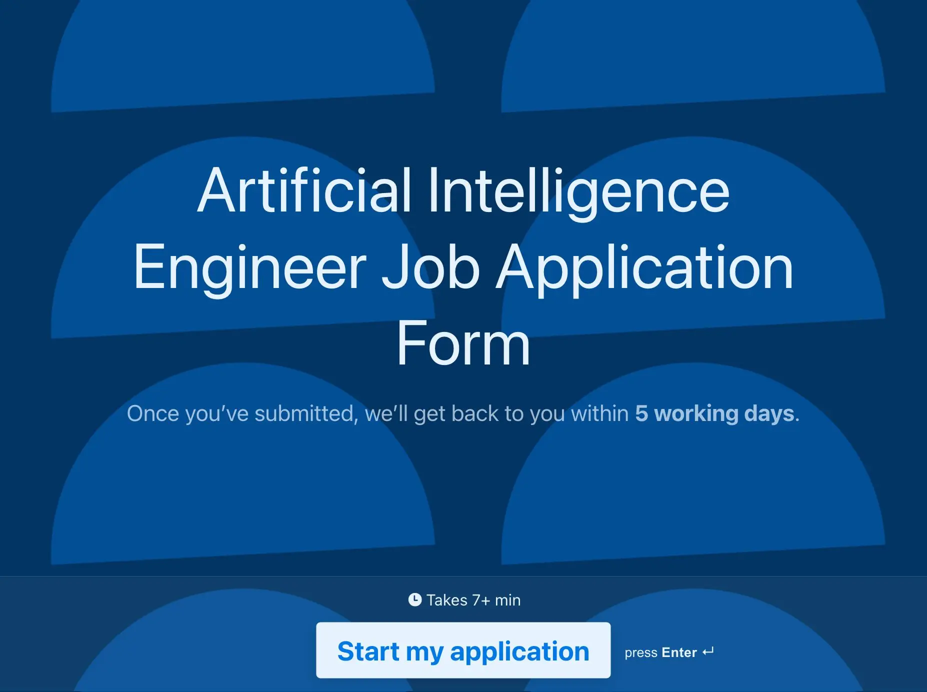 Artificial Intelligence Engineer Job Application Form Template Hero
