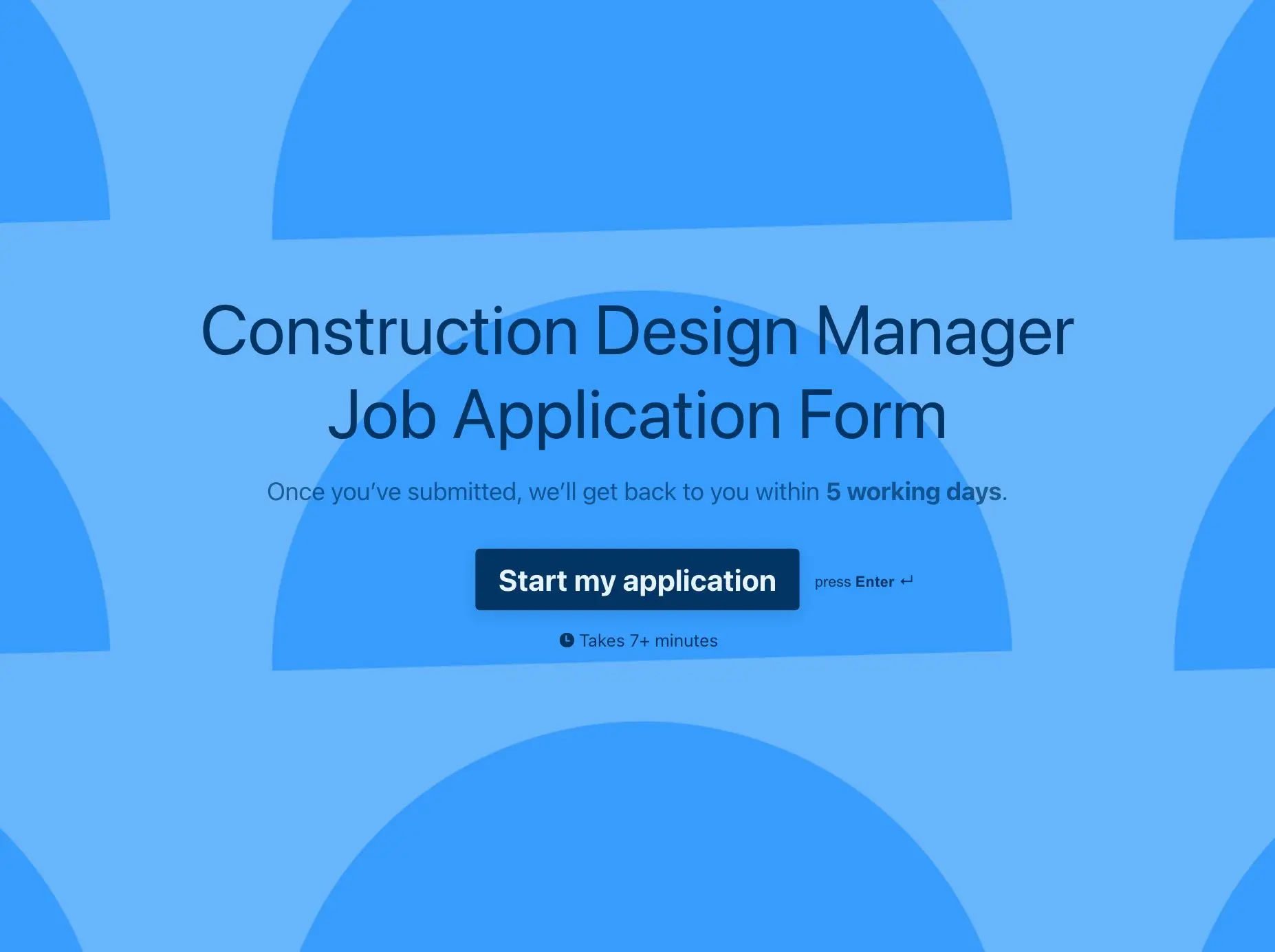 Construction Design Manager Job Application Form Template Hero