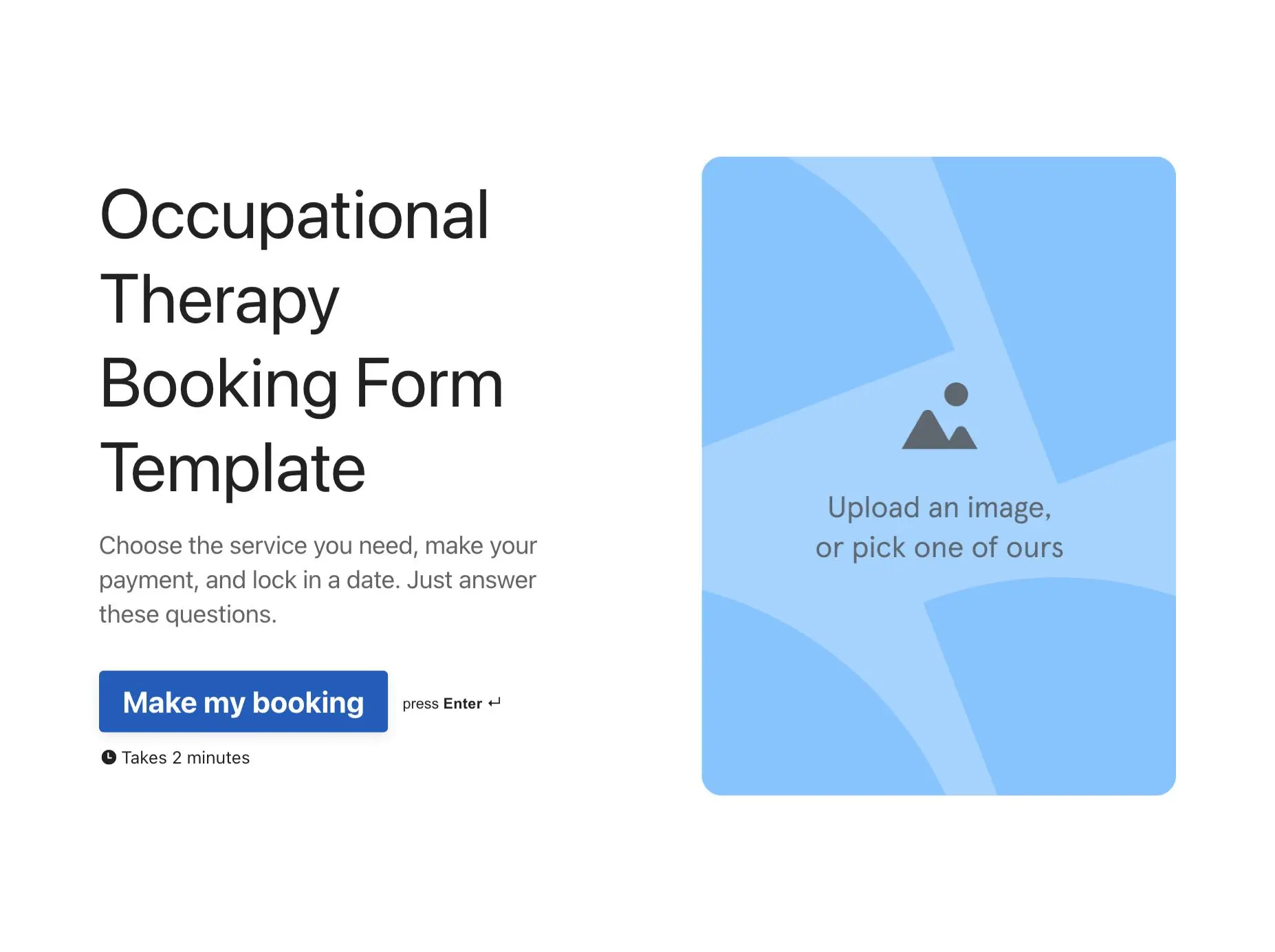 Occupational Therapy Booking Form Template Hero