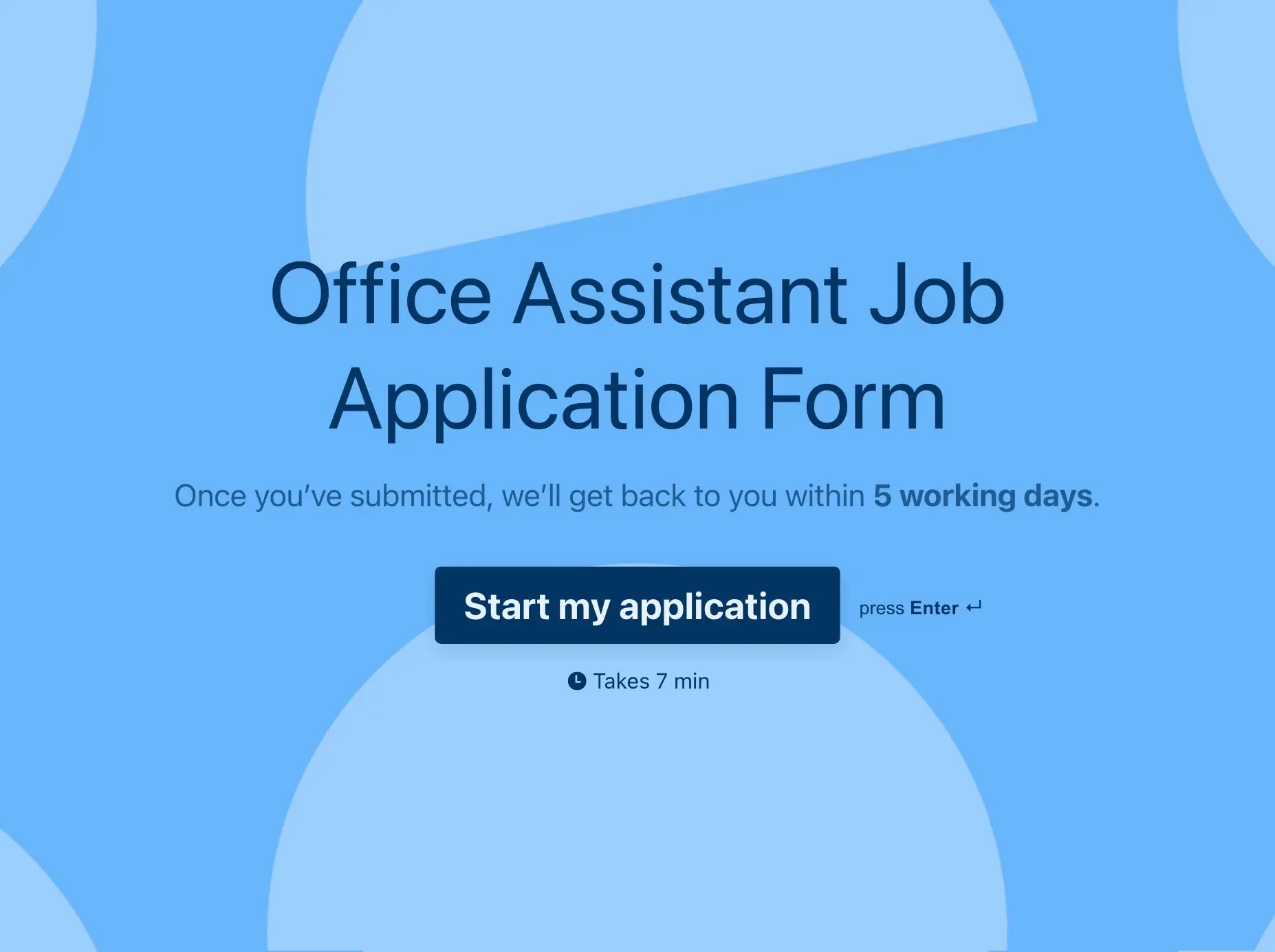 Office Assistant Job Application Form Template Hero