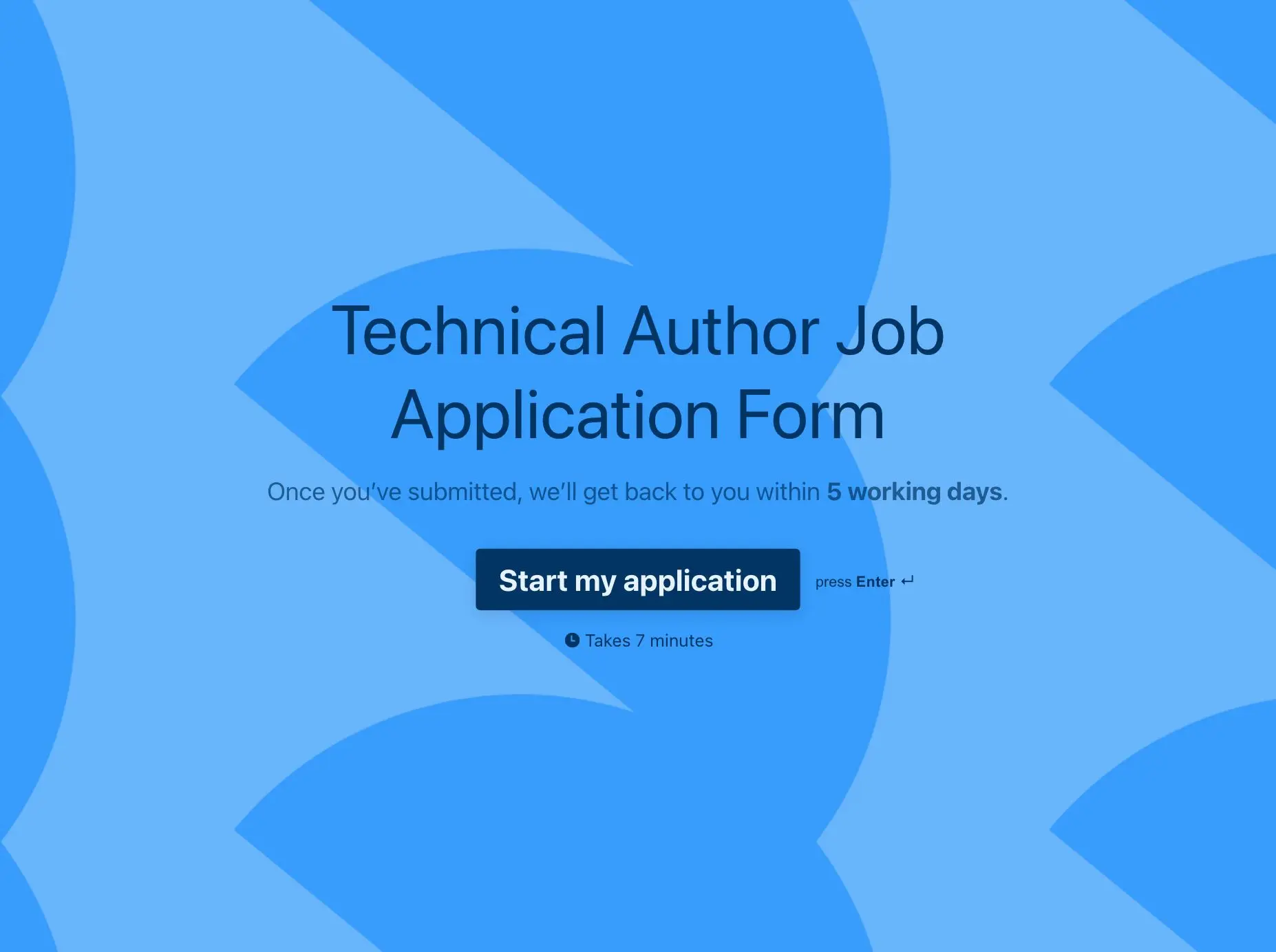 Technical Author Job Application Form Template Hero