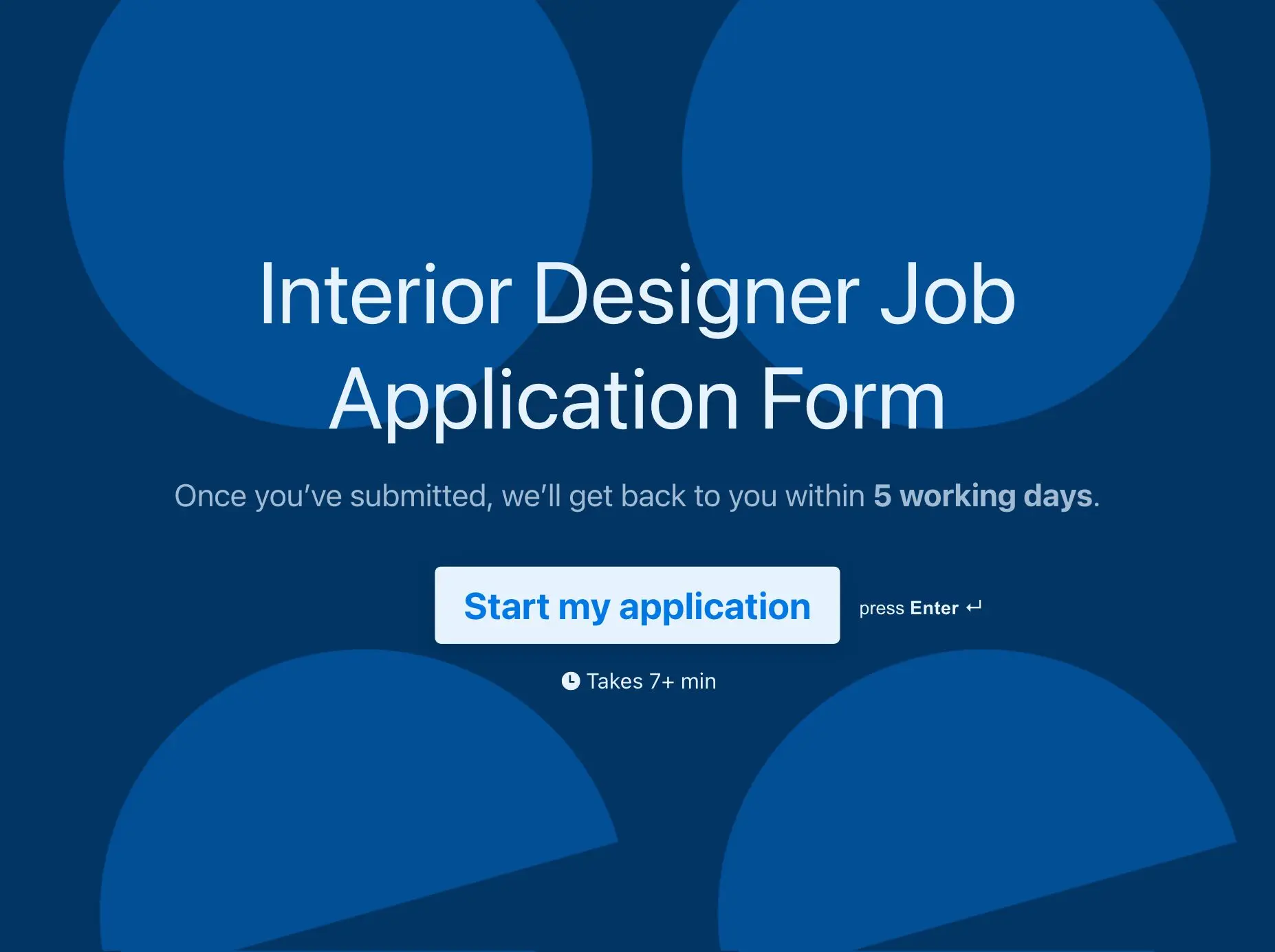 Interior Designer Job Application Form Template Hero