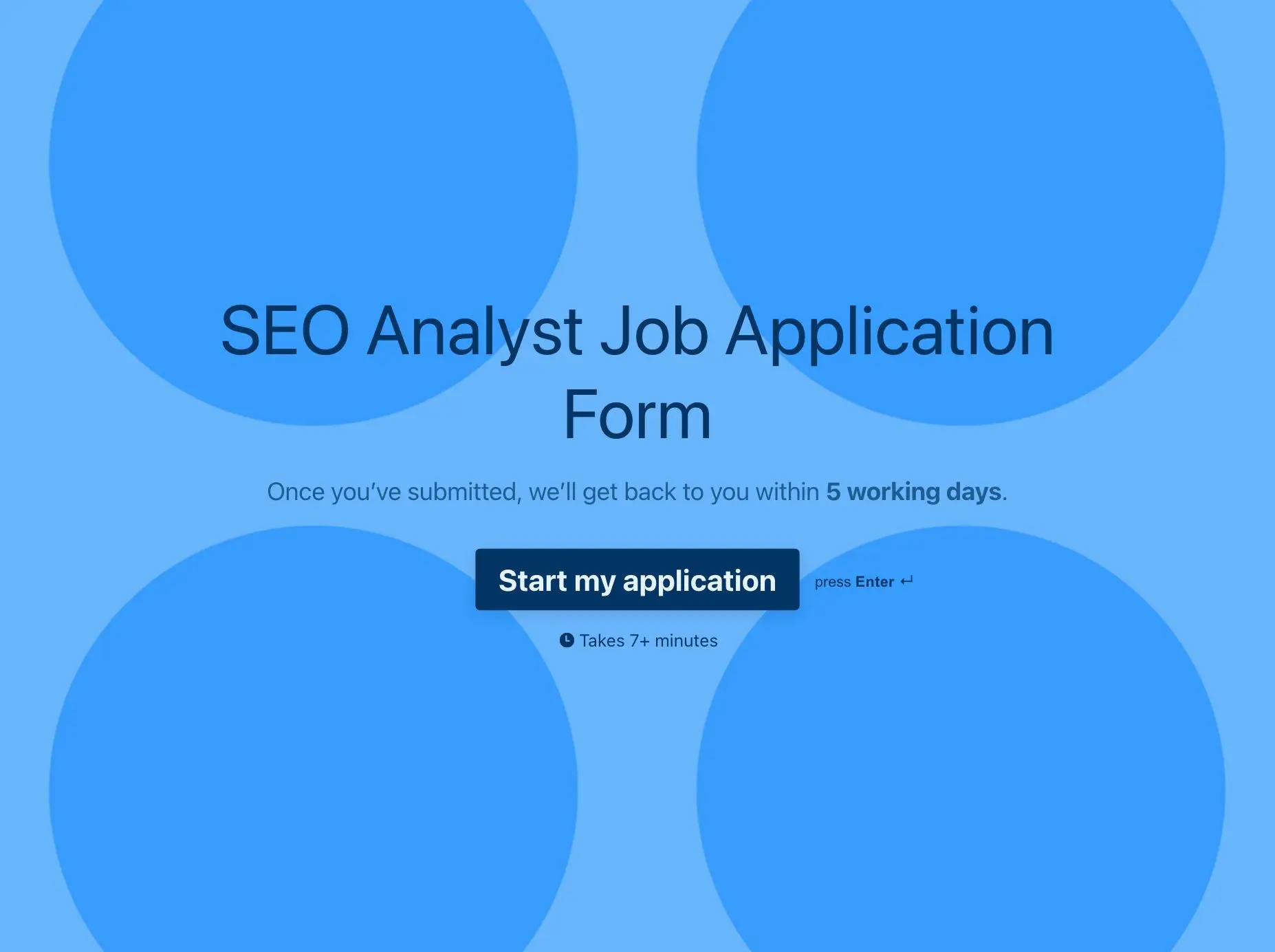 SEO Analyst Job Application Form Template Hero