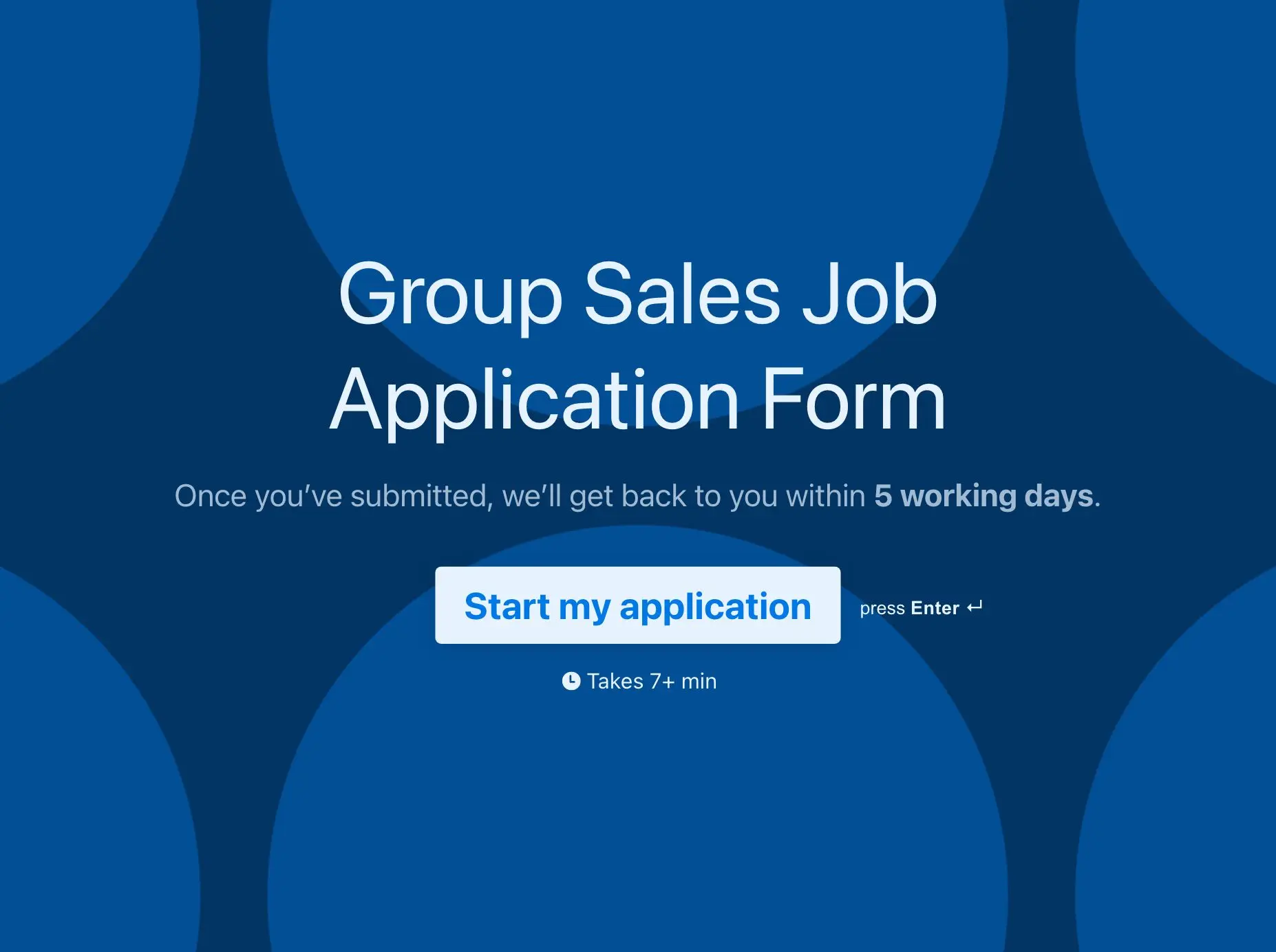 Group Sales Job Application Form Template Hero