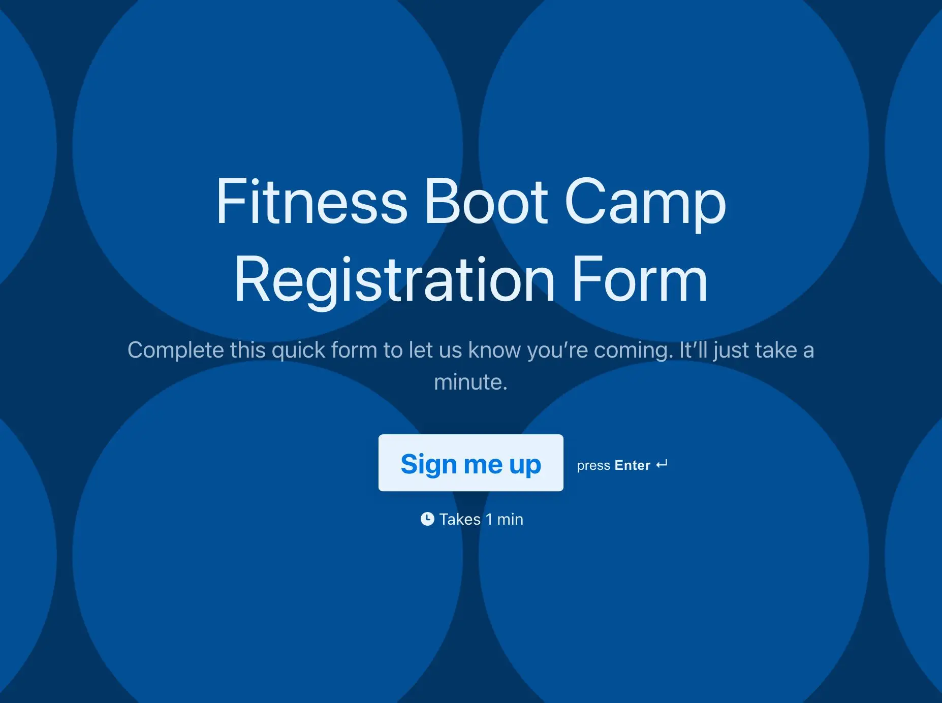 Fitness boot camp registration form template Hero