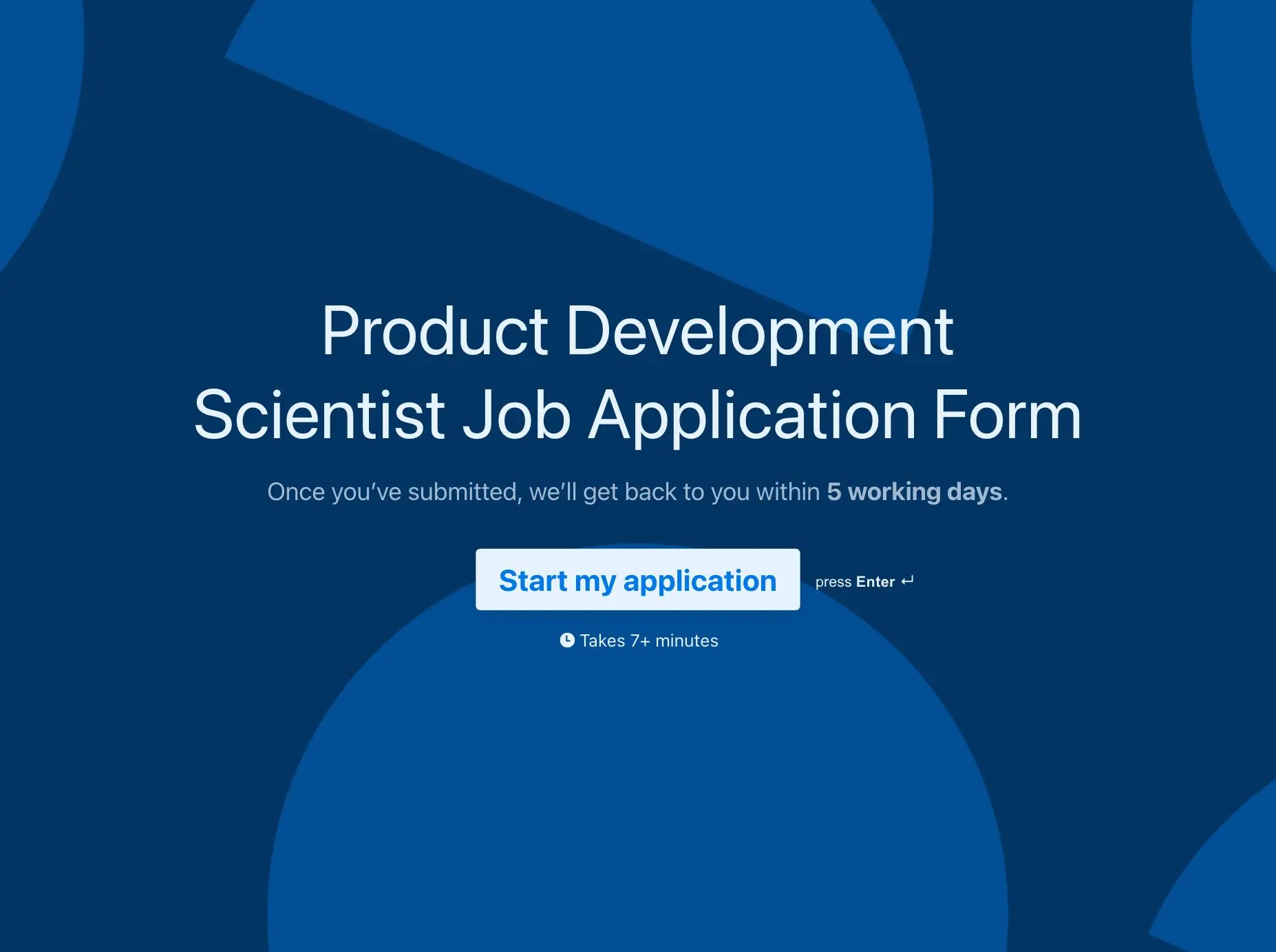 Product Development Scientist Job Application Form Template Hero