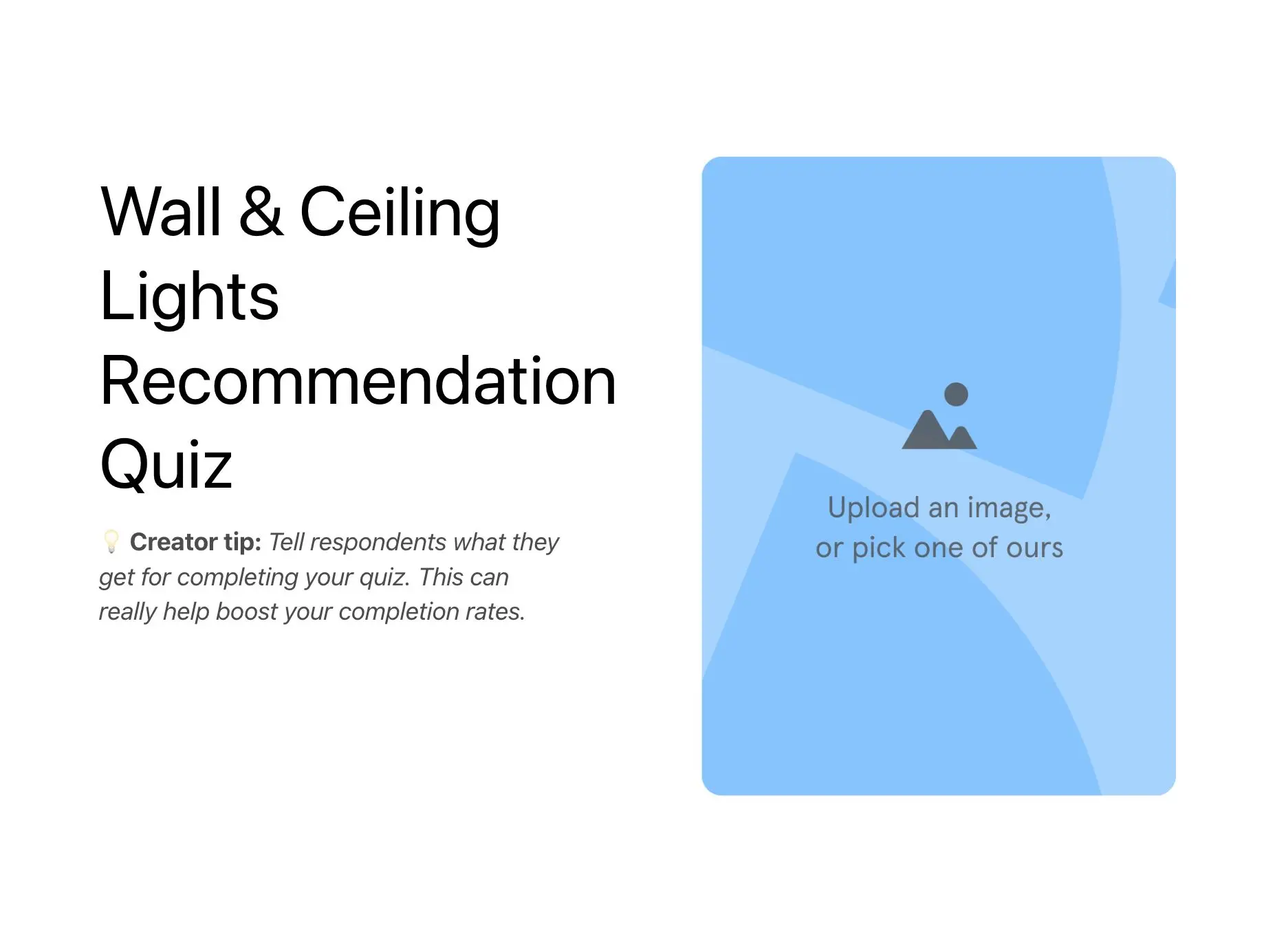 Wall & Ceiling Lights Recommendation Quiz Template Hero