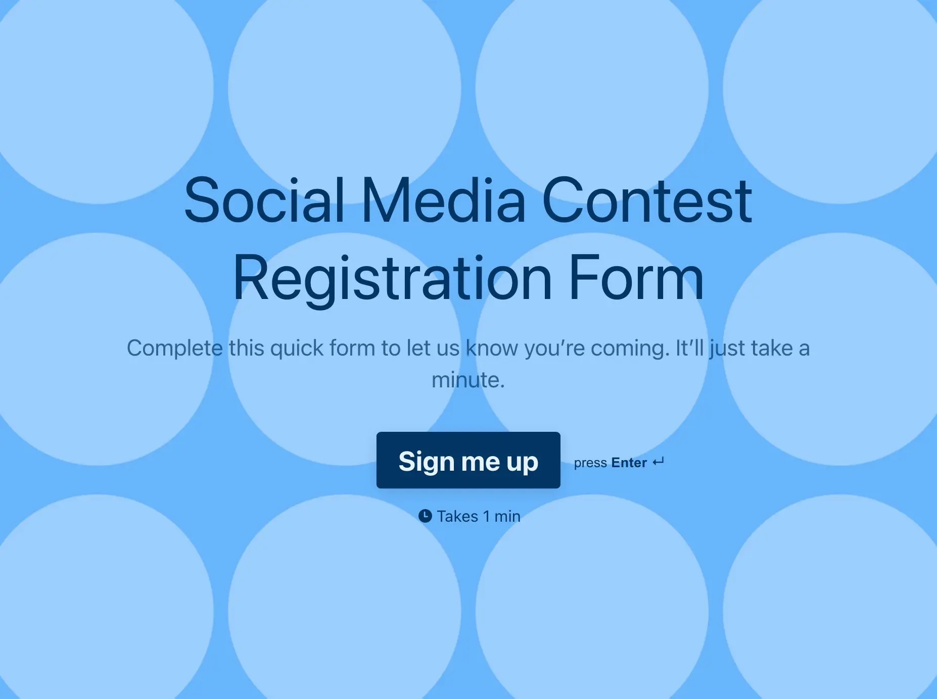Social Media Contest Registration Form Template Hero