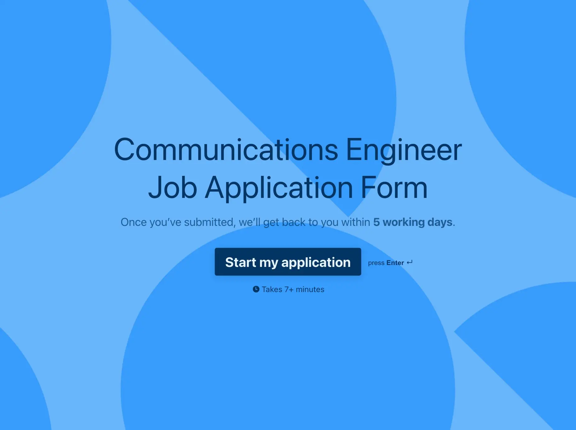 Communications Engineer Job Application Form Template Hero