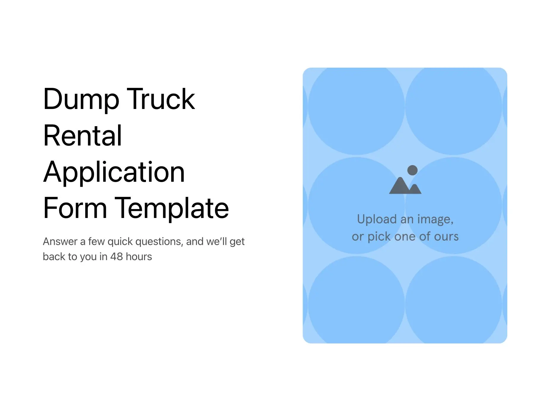 Dump Truck Rental Application Form Template Hero