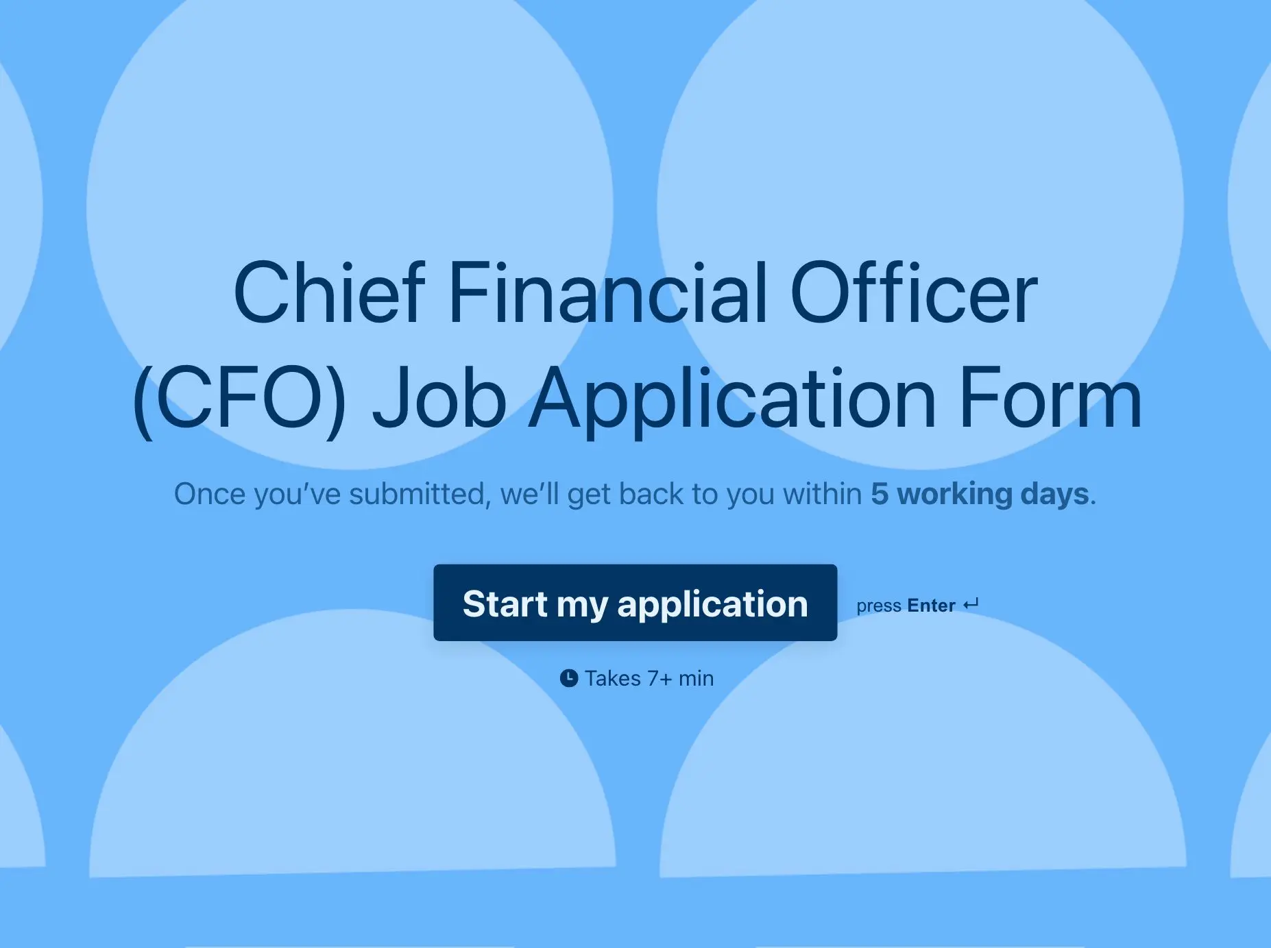 Chief Financial Officer (CFO) Job Application Form Template Hero