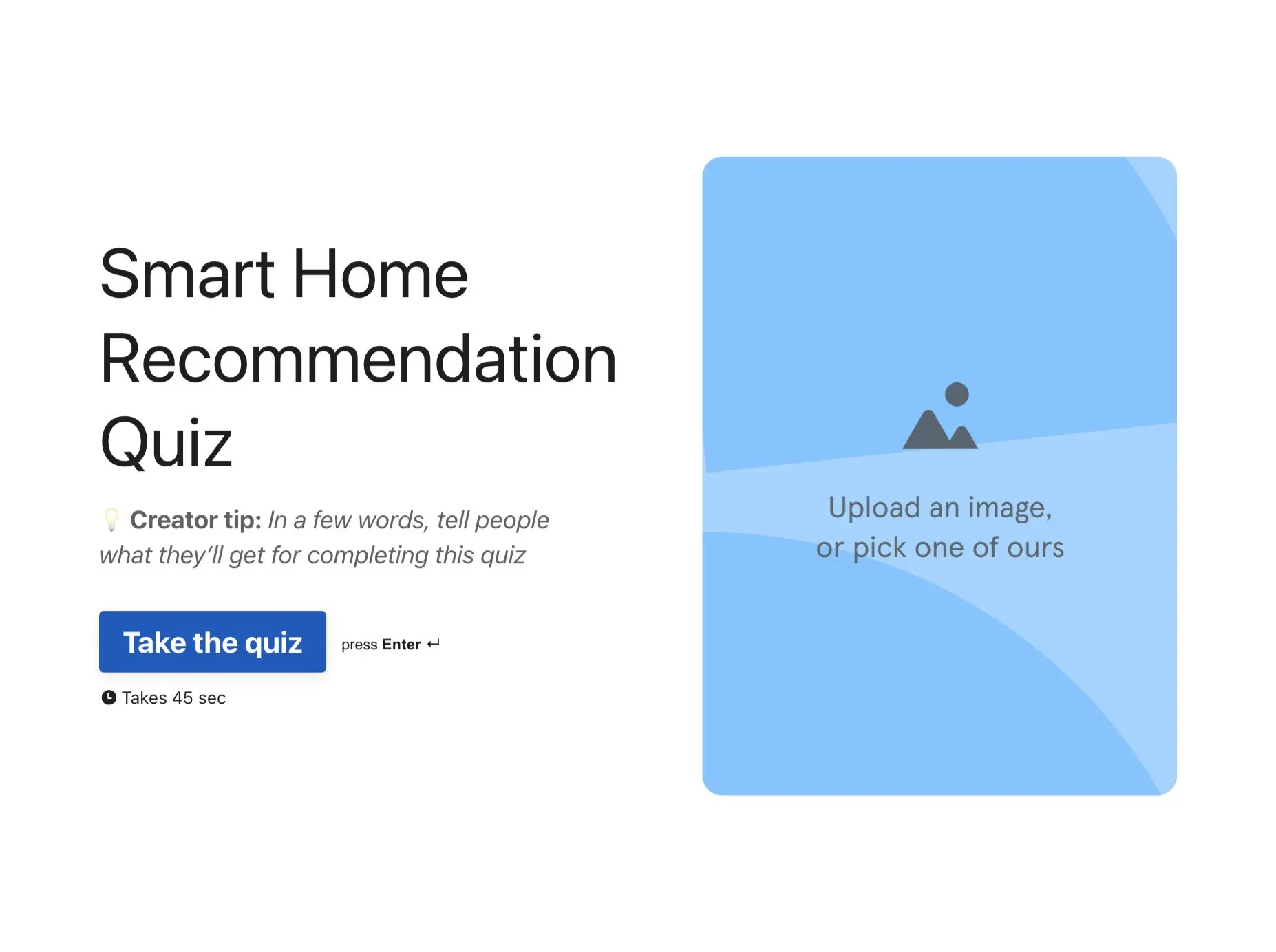 Smart Home Recommendation Quiz Template Hero