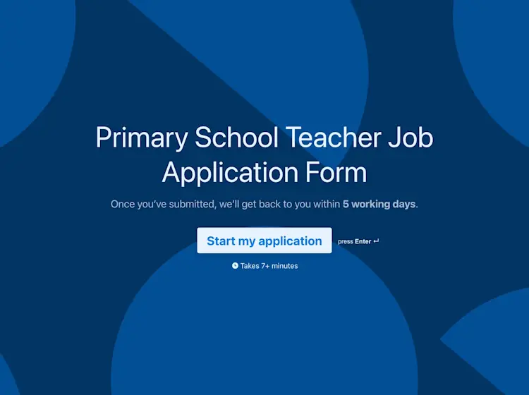 Primary School Teacher Job Application Form Template